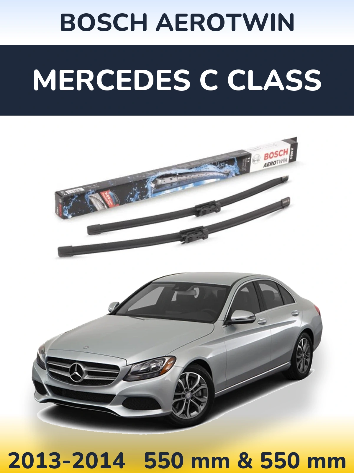 Sada předních stěračů BOSCH AeroTwin 550 a 550 mm pro Mercedes C Class 2013-2014