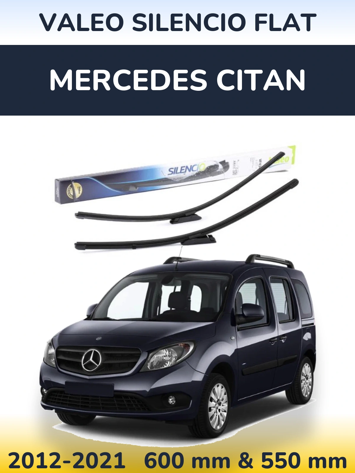 Sada předních stěračů Valeo Silencio Flat 580 a 530 mm pro Mercedes Citan 2012-2021