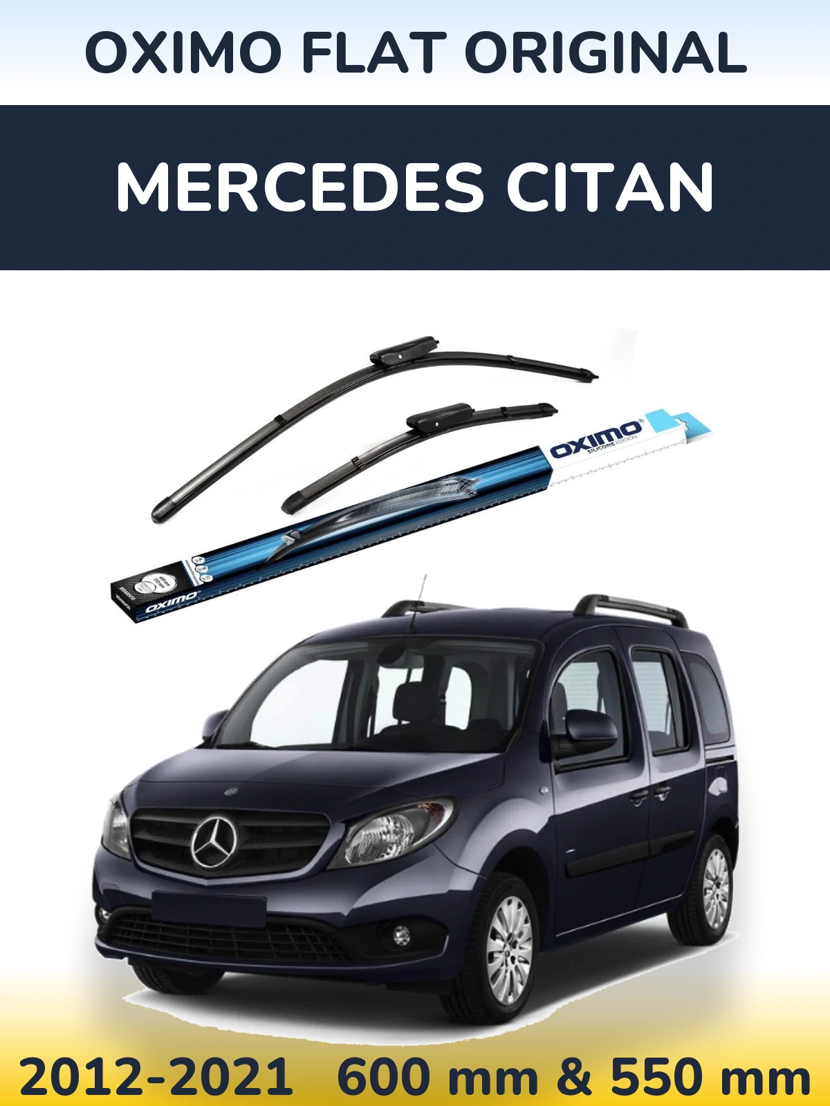 Sada předních stěračů Oximo Flat Original 600 a 550 mm pro Mercedes Citan 2012-2021