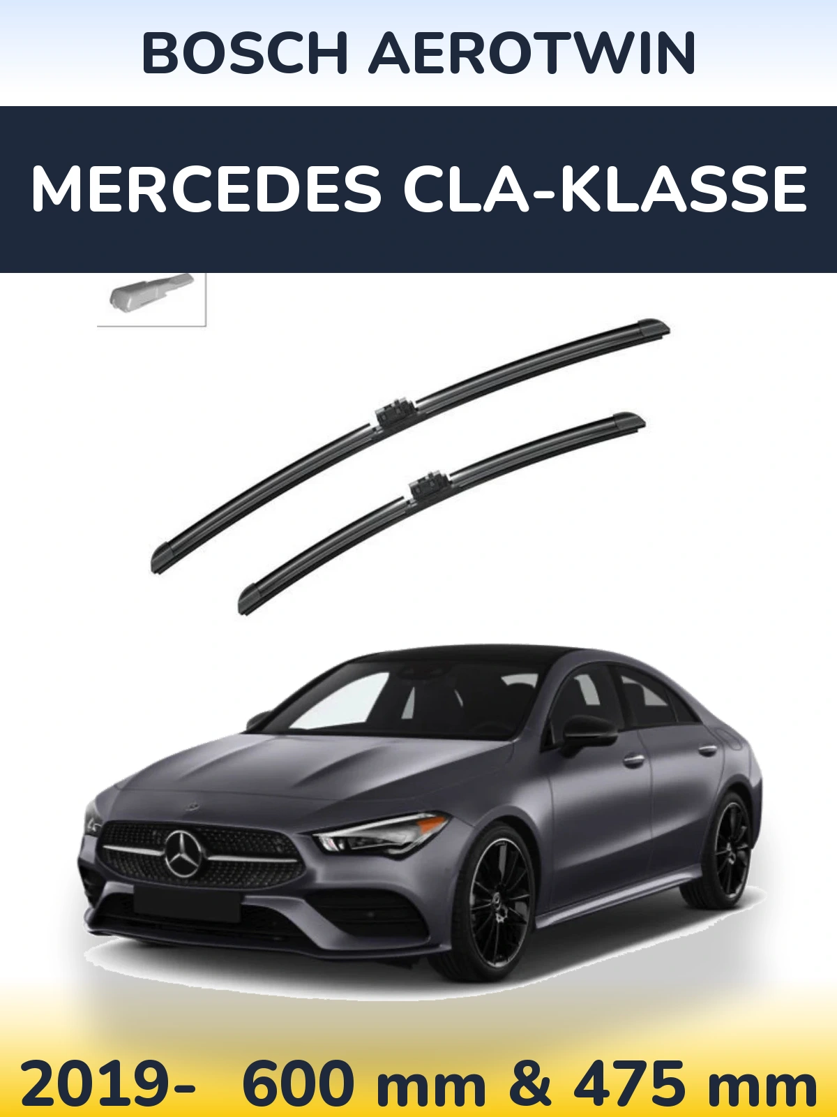 Sada předních stěračů BOSCH AeroTwin 600 a 475 mm pro Mercedes CLA-Klasse 2019-2026
