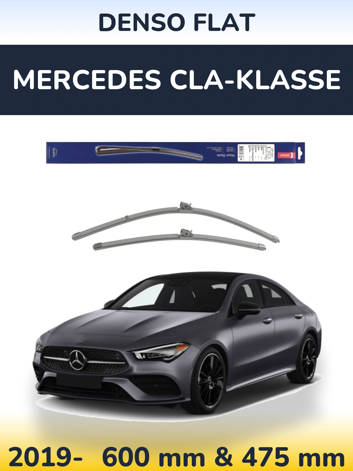Sada předních stěračů Denso Flat 600 a 475 mm pro Mercedes CLA-Klasse 2019-2026