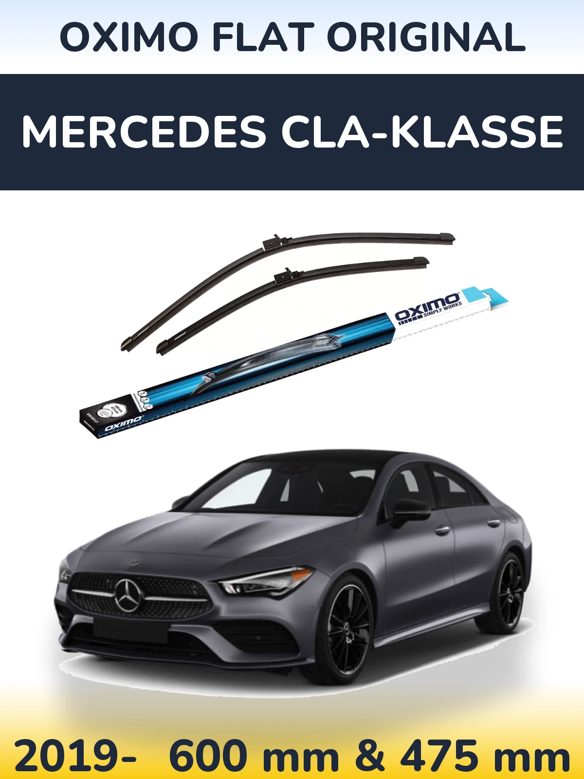 Sada předních stěračů Oximo Flat Original 600 a 475 mm pro Mercedes CLA-Klasse 2019-2026