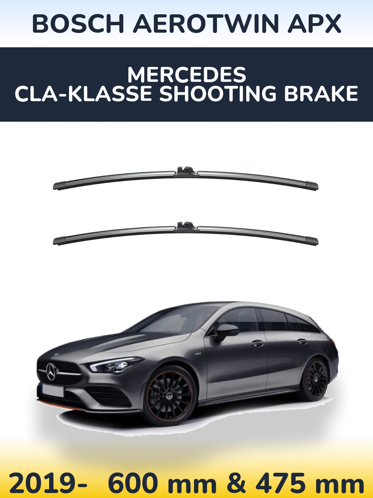 Sada předních stěračů BOSCH AeroTwin APX 600 a 475 mm pro Mercedes CLA-Klasse Shooting Brake 2019-2026