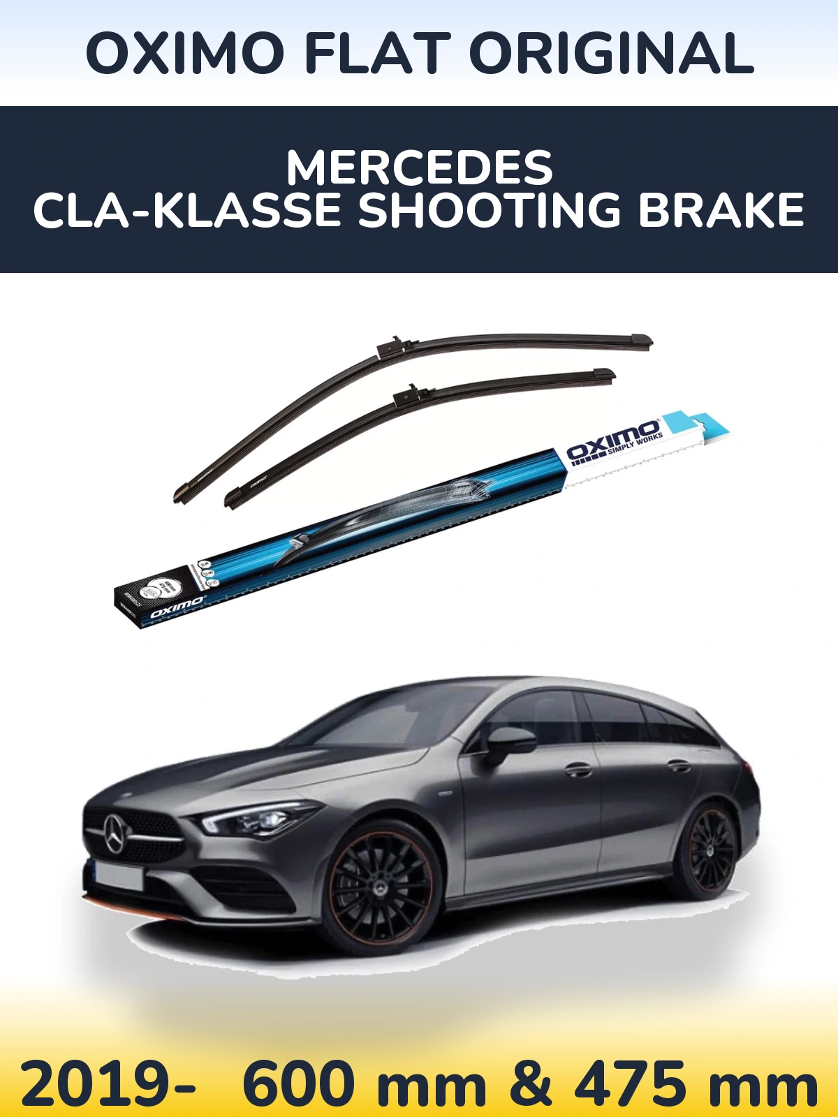 Sada předních stěračů Oximo Flat Original 600 a 475 mm pro Mercedes CLA-Klasse Shooting Brake 2019-2026