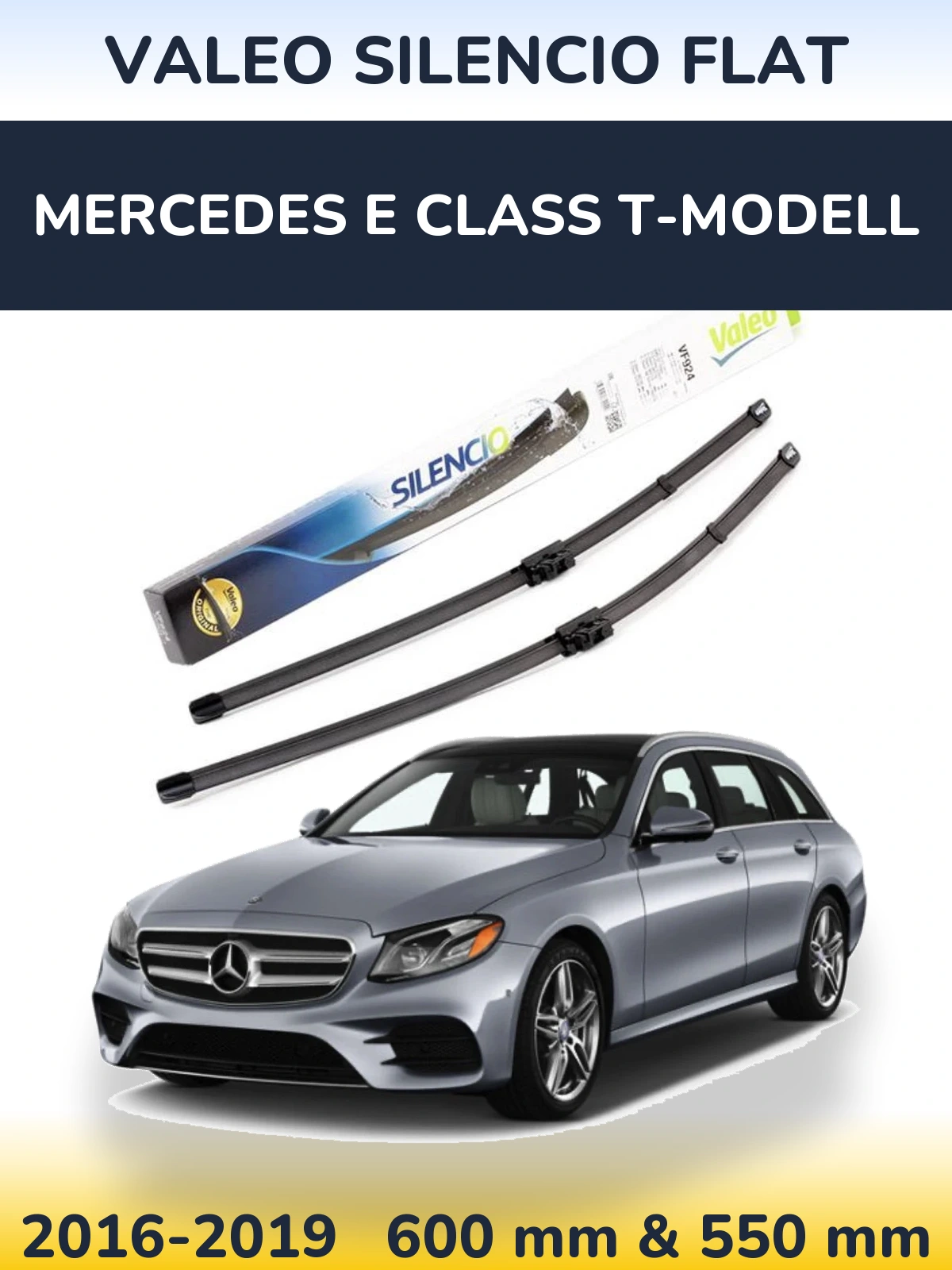 Sada předních stěračů Valeo Silencio Flat 600 a 550 mm pro Mercedes E Class T-Modell 2016-2019