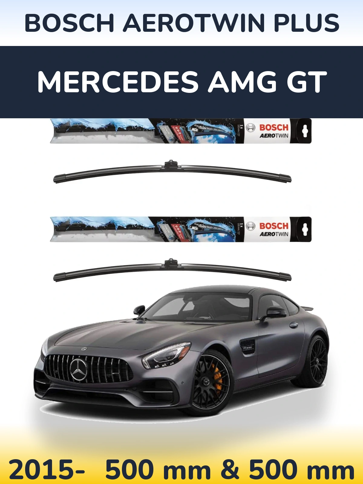 Sada předních stěračů BOSCH AeroTwin Plus 500 a 500 mm pro Mercedes AMG GT 2015-2026