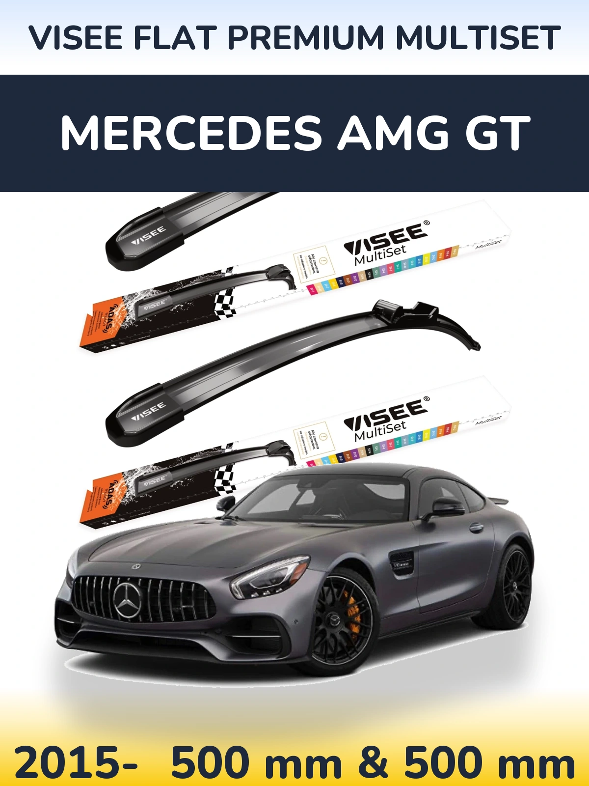 Sada předních stěračů VISEE FLAT PREMIUM MultiSet 500 a 500 mm pro Mercedes AMG GT 2015-2026