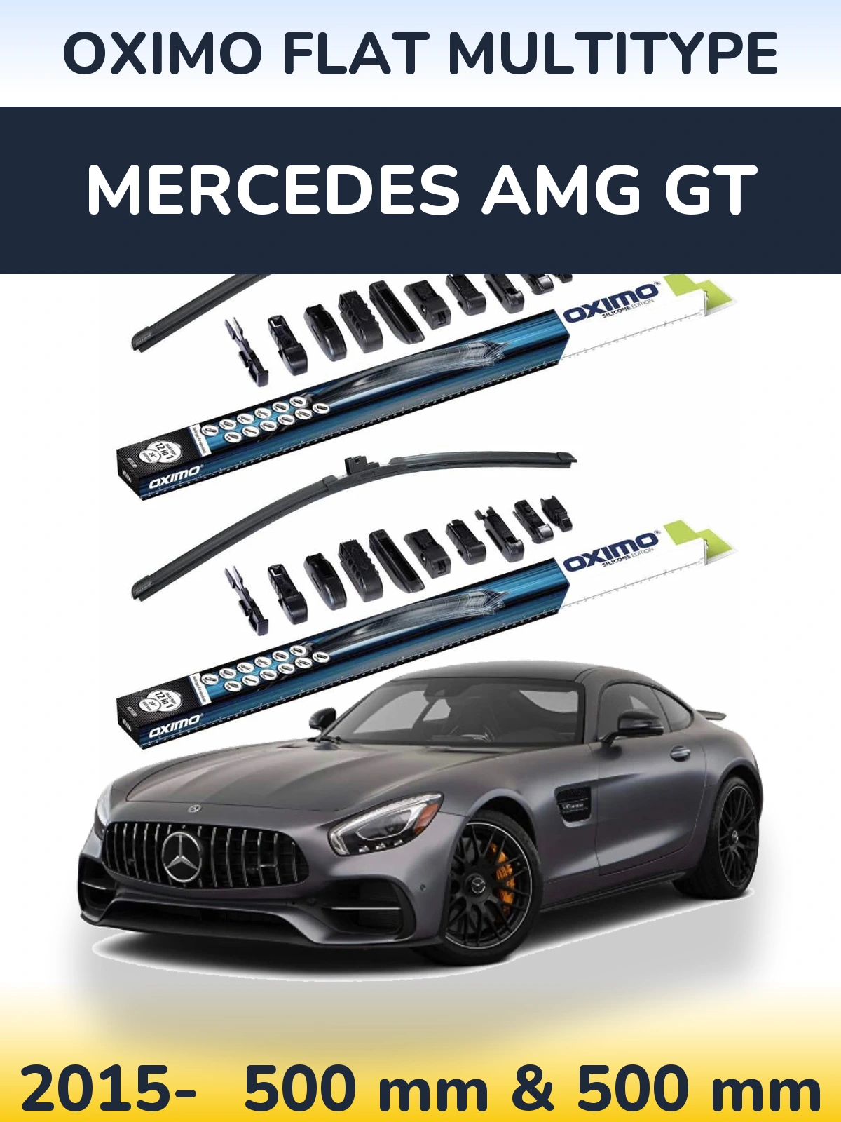 Sada předních stěračů Oximo Flat MultiType 500 a 500 mm pro Mercedes AMG GT 2015-2026