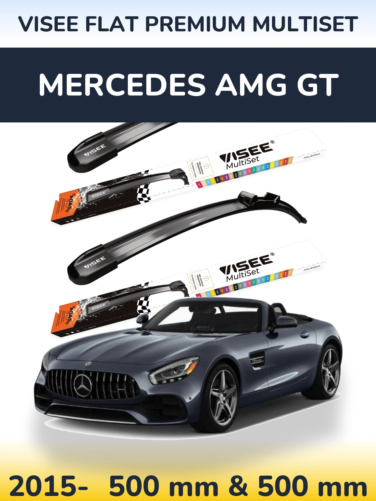 Sada předních stěračů VISEE FLAT PREMIUM MultiSet 500 a 500 mm pro Mercedes AMG GT 2015-2026