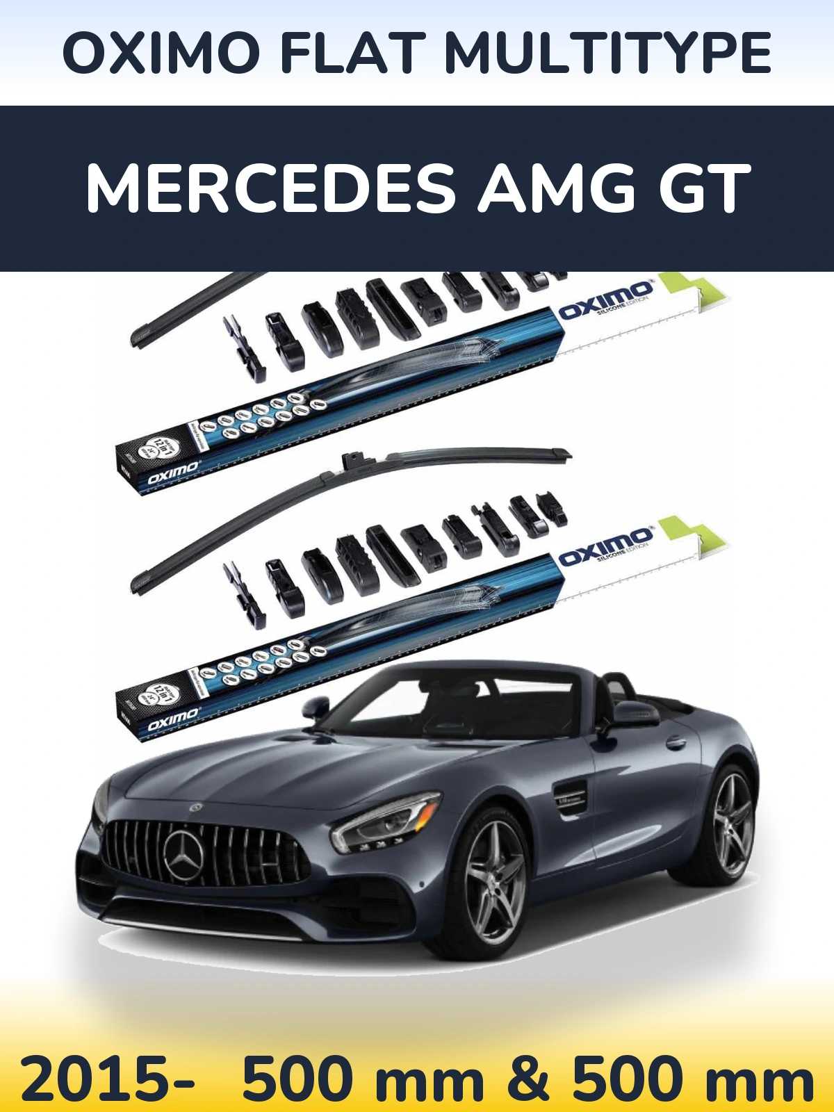 Комплект передніх щіток Oximo Flat MultiТипe 500 & 500 мм для Mercedes AMG GT 2015-2026