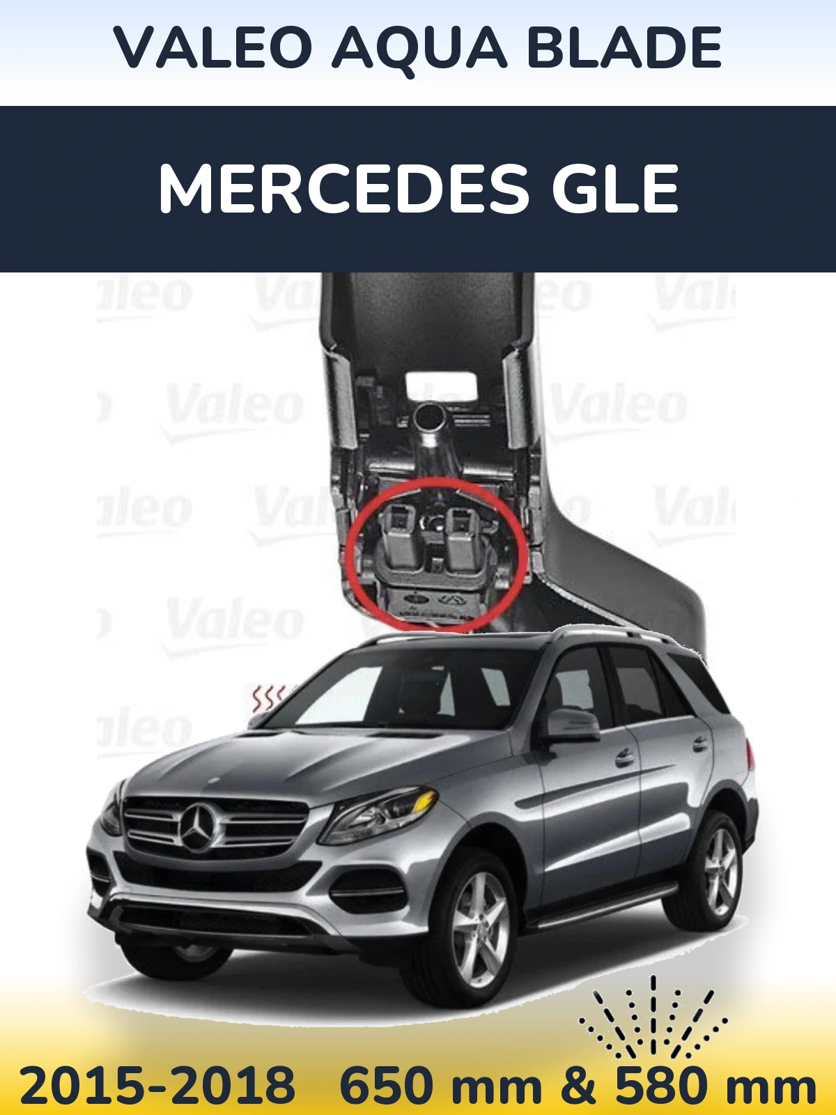 Sada předních stěračů Valeo Aqua Blade 650 a 580 mm pro Mercedes GLE 2015-2018