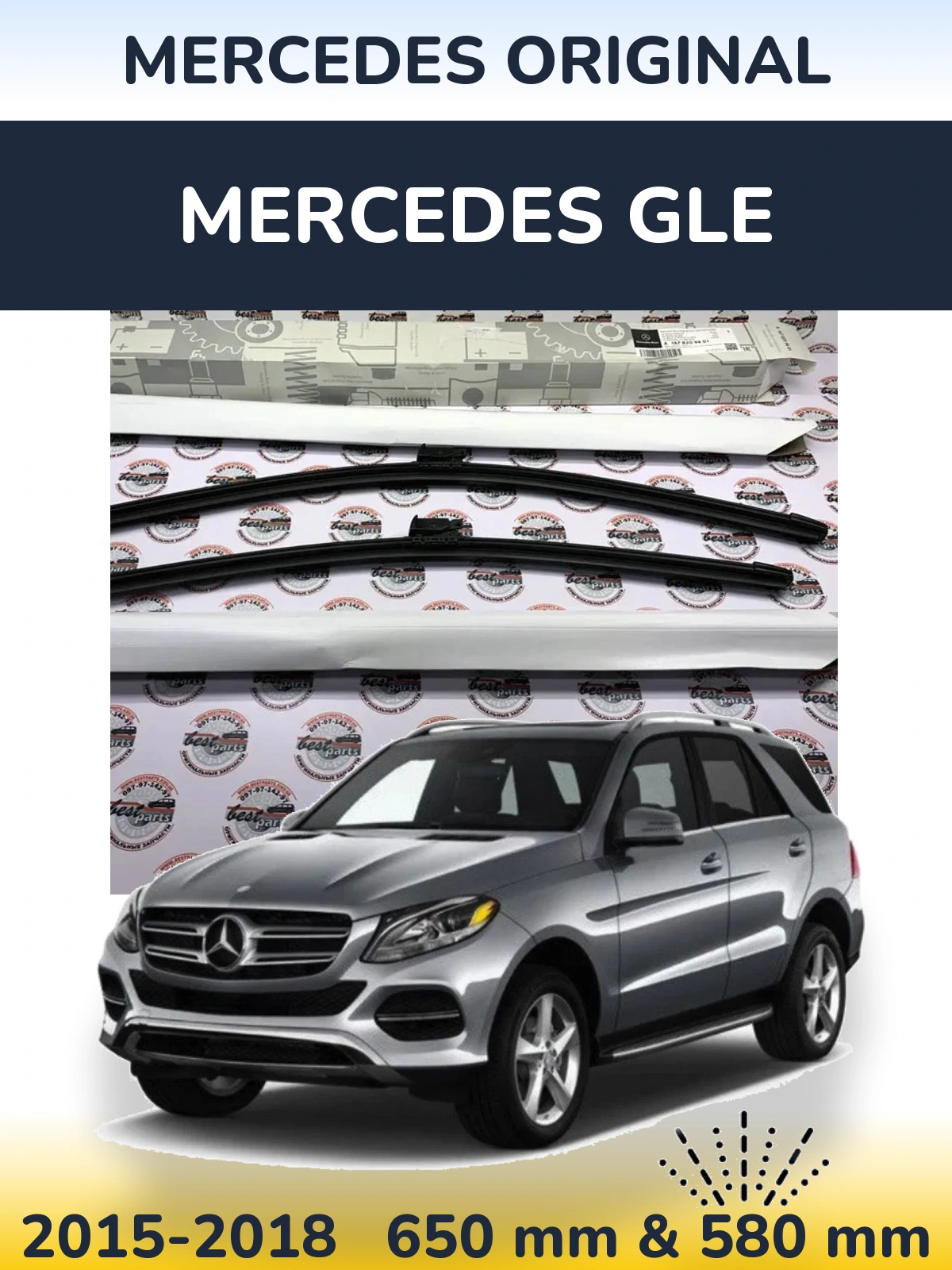Sada předních stěračů Mercedes OEM Mercedes Original 650 a 580 mm pro Mercedes GLE 2015-2018