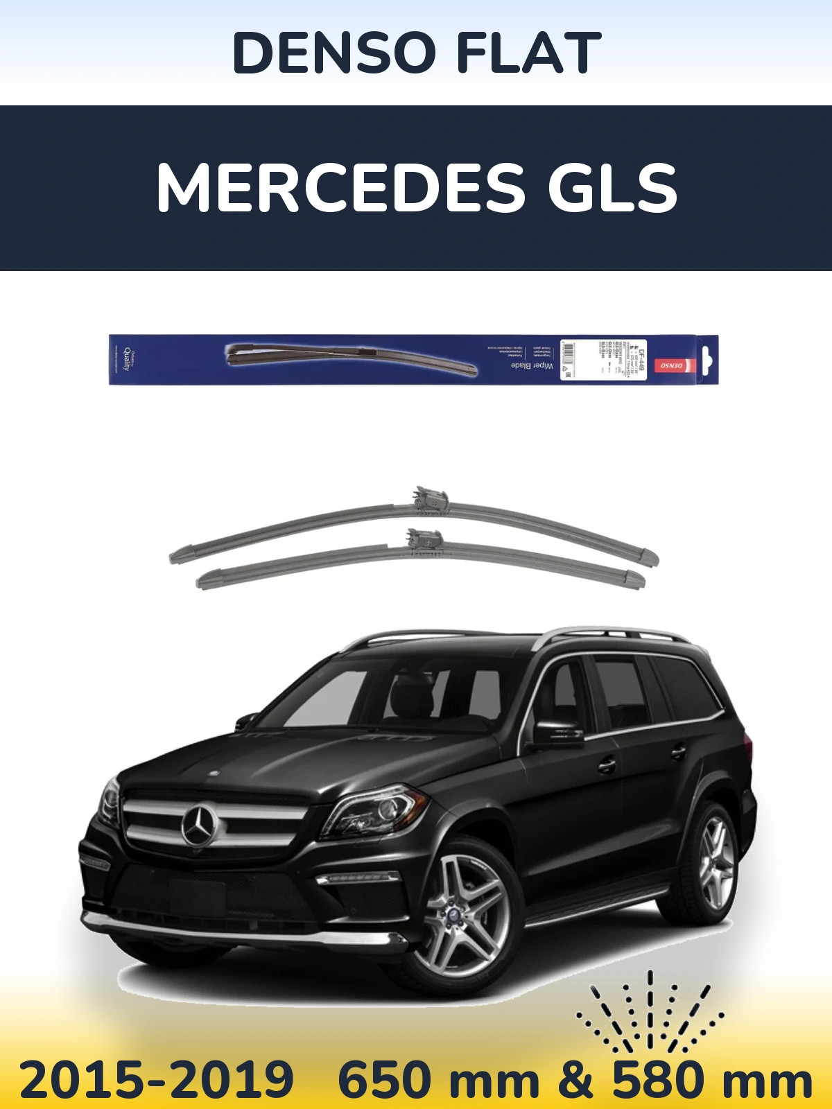 Sada předních stěračů Denso Flat 650 a 580 mm pro Mercedes GLS 2015-2019