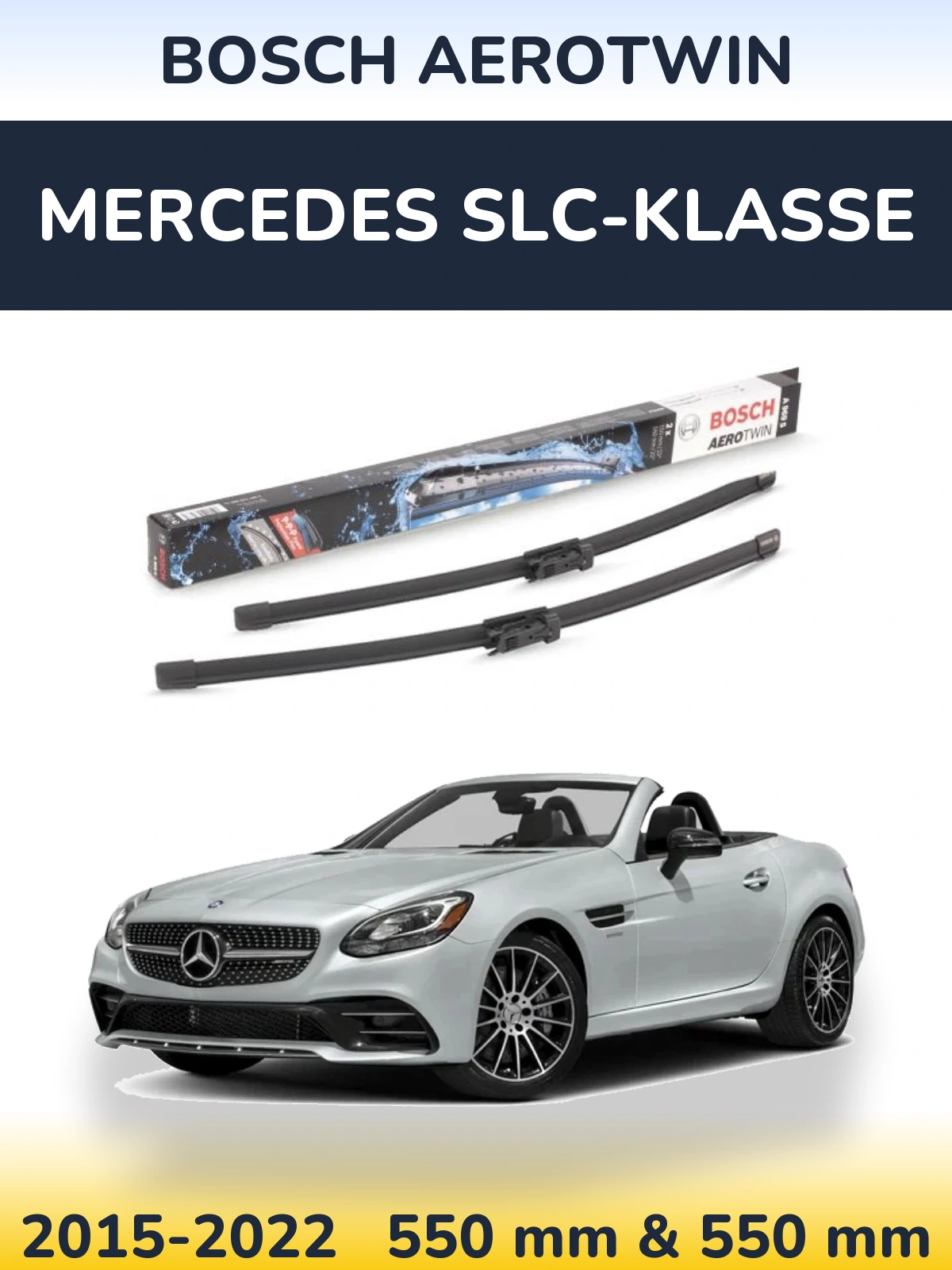 Комплект передніх щіток BOSCH AeroTwin 550 & 550 мм для Mercedes SLC-Klasse 2015-2022