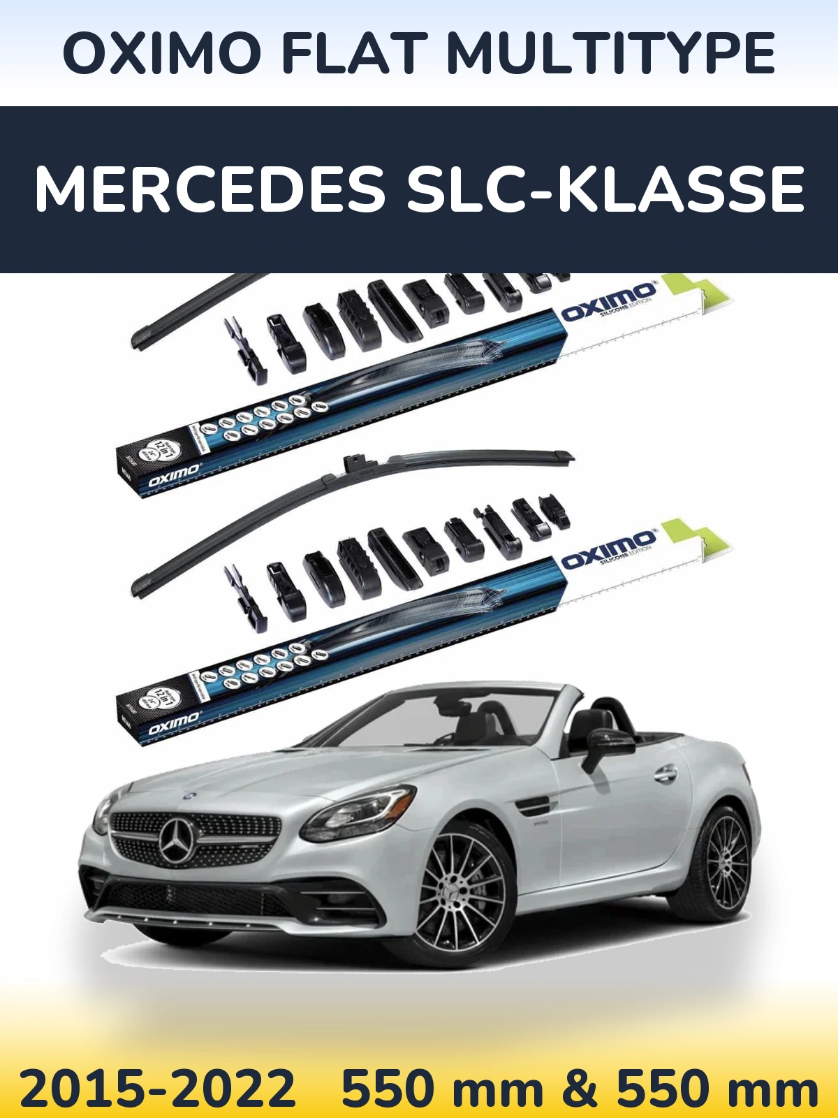 Комплект передніх щіток Oximo Flat MultiТипe 550 & 550 мм для Mercedes SLC-Klasse 2015-2022