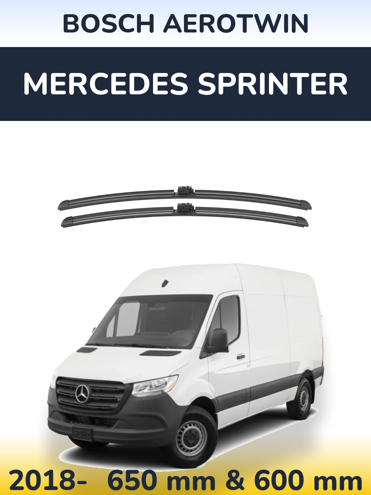 Sada předních stěračů BOSCH AeroTwin 650 a 600 mm pro Mercedes Sprinter 2018-2026
