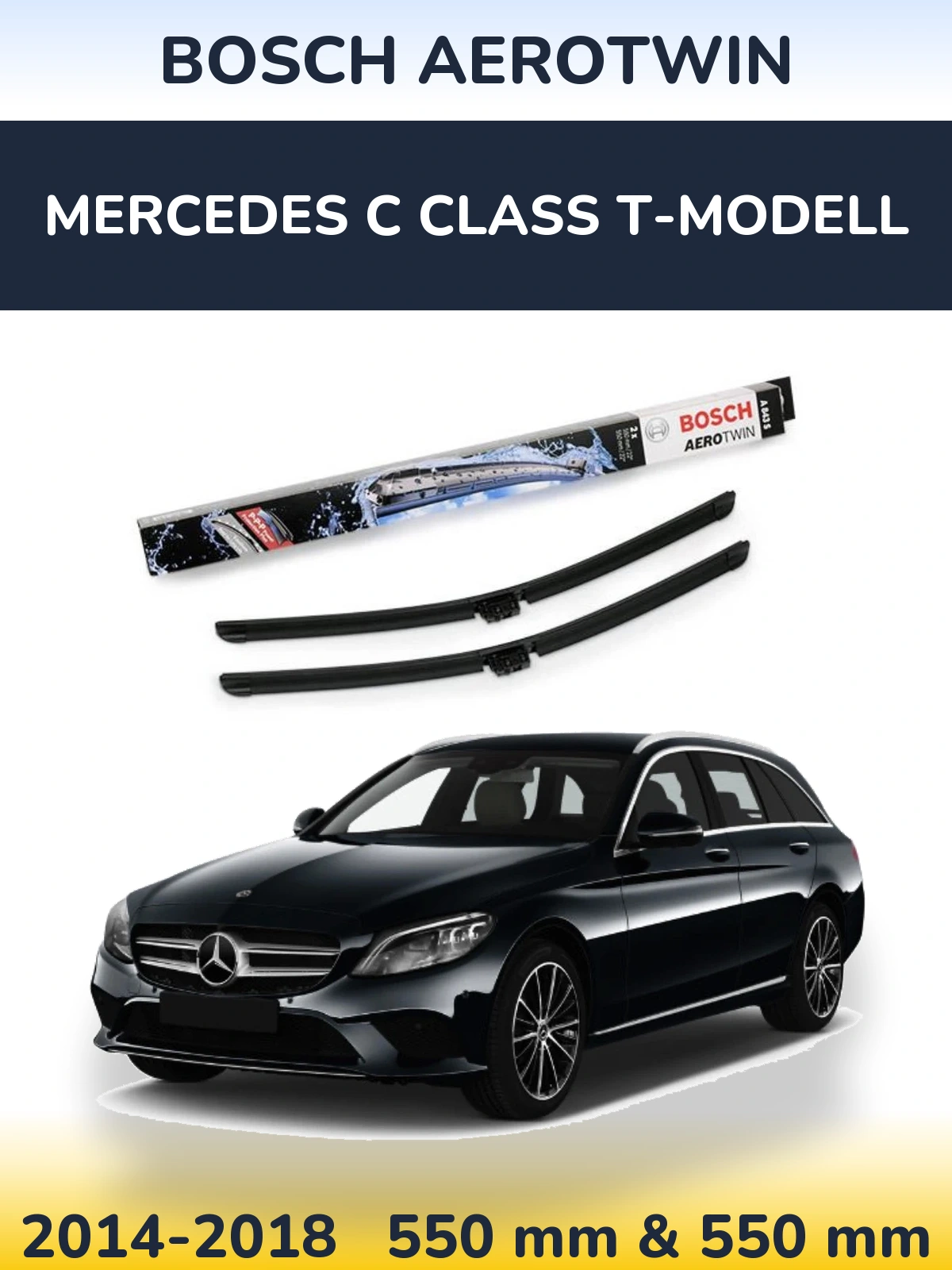 Sada předních stěračů BOSCH AeroTwin 550 a 550 mm pro Mercedes C Class T-Modell 2014-2018