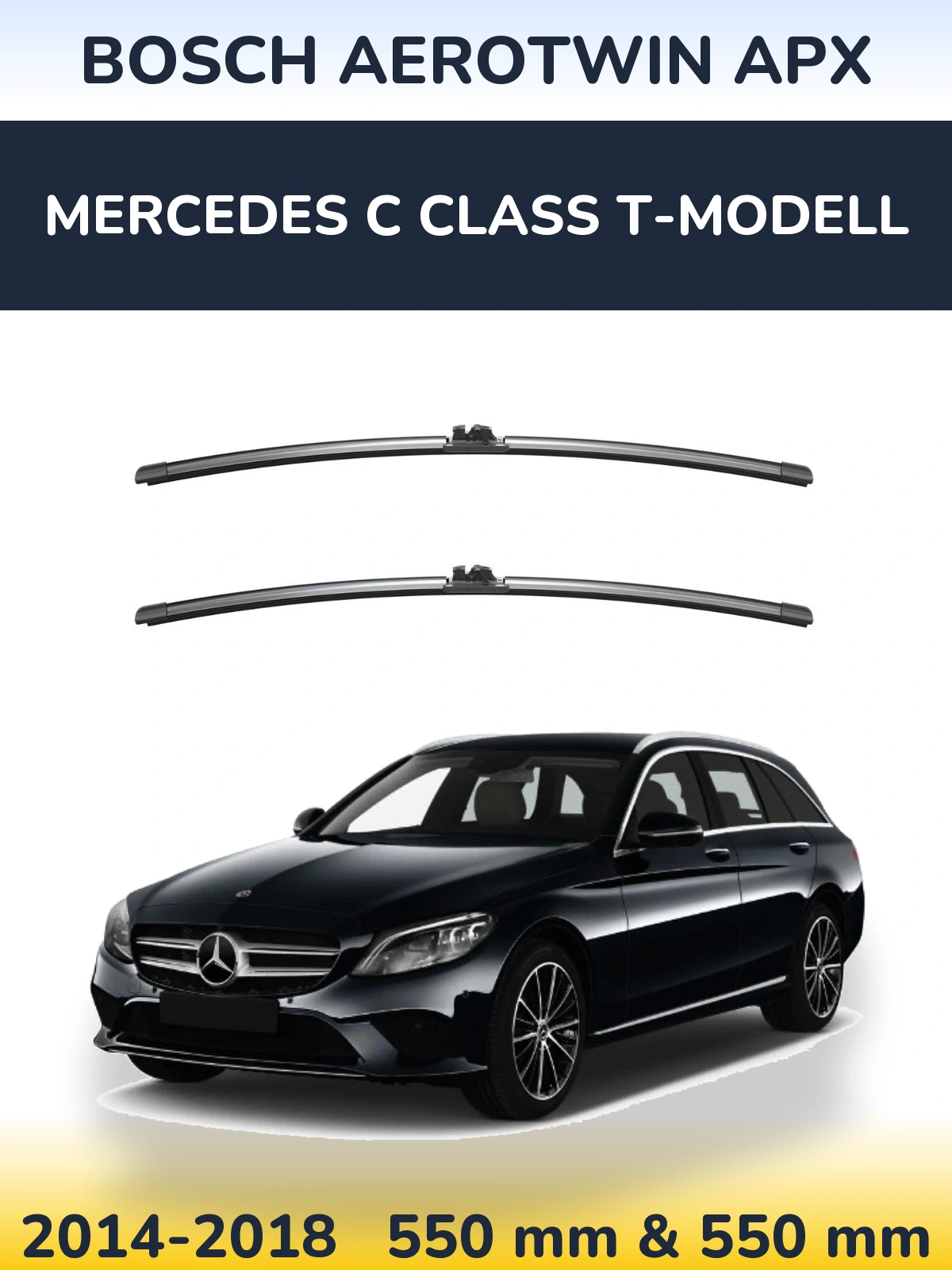 Sada předních stěračů BOSCH AeroTwin APX 550 a 550 mm pro Mercedes C Class T-Modell 2014-2018