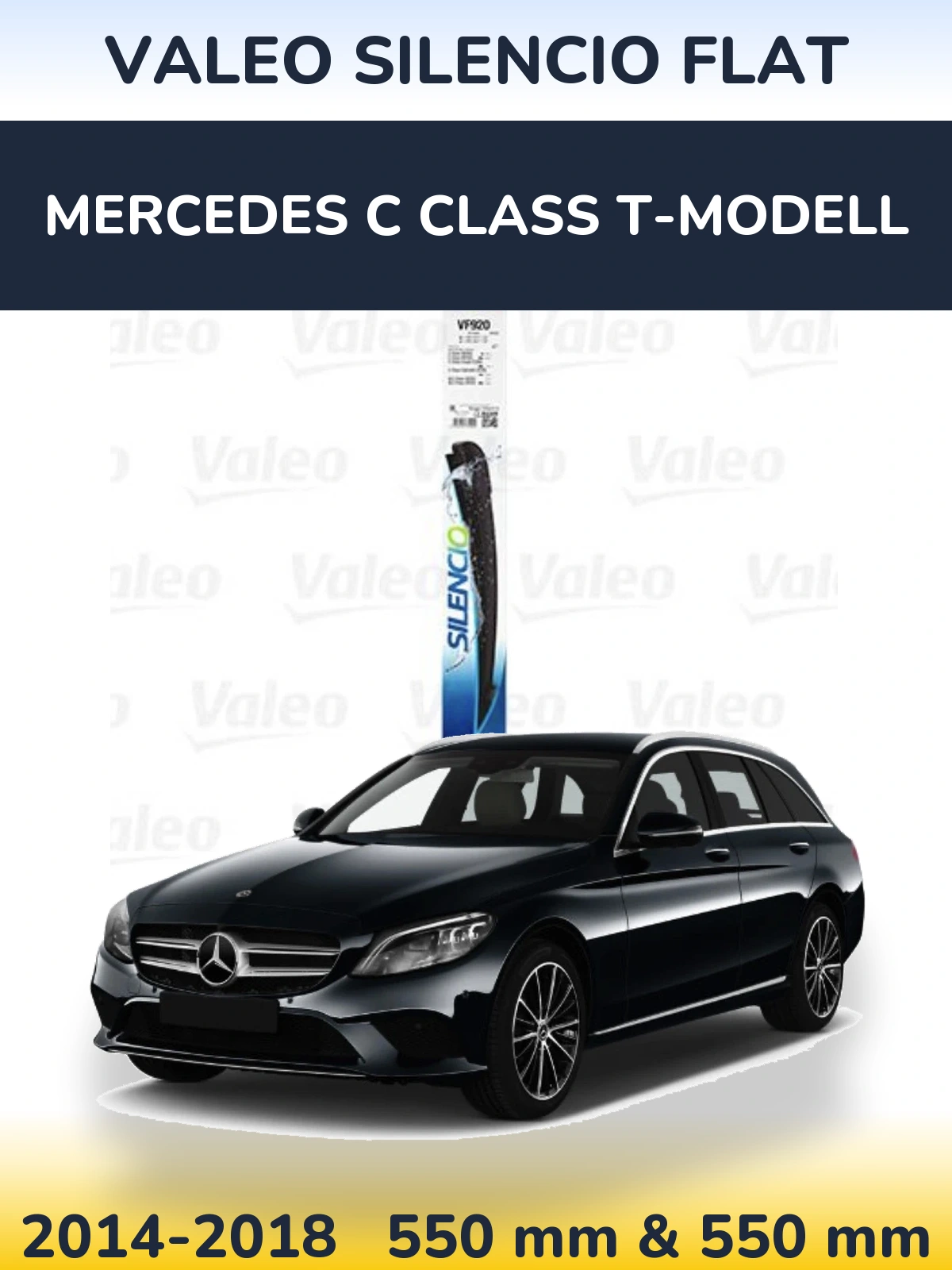 Sada předních stěračů Valeo Silencio Flat 550 a 550 mm pro Mercedes C Class T-Modell 2014-2018
