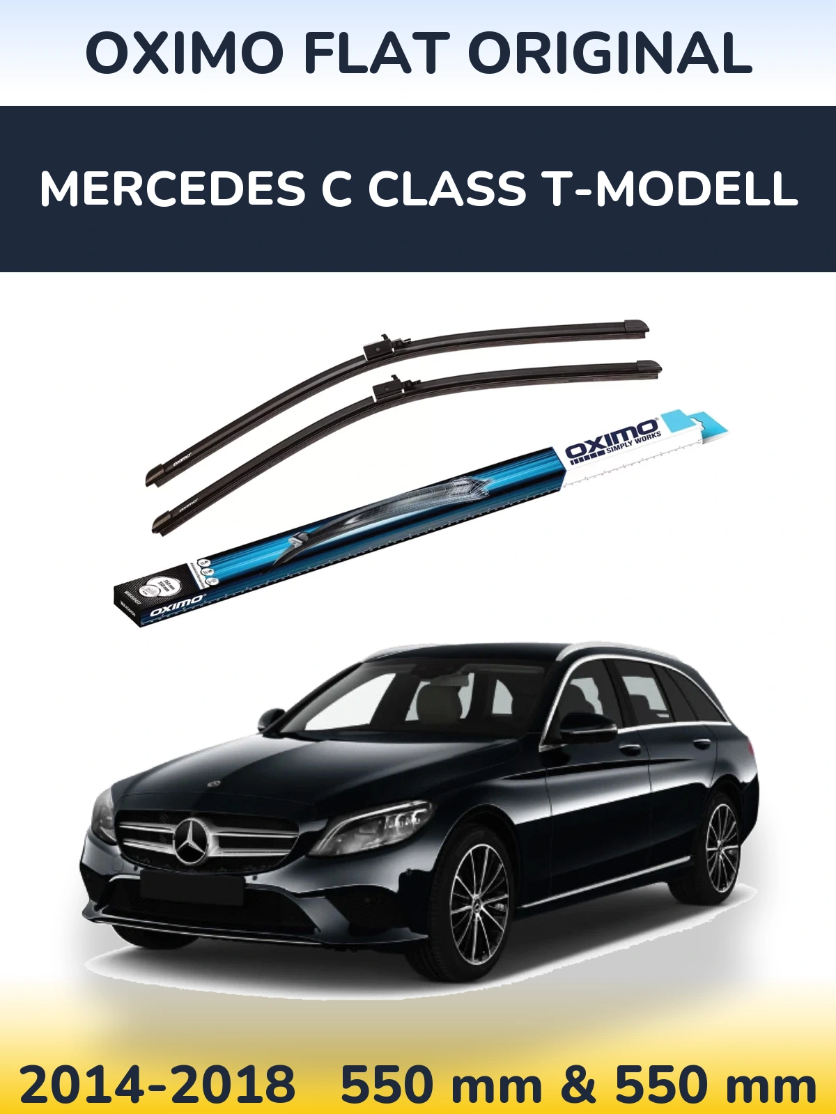 Sada předních stěračů Oximo Flat Original 550 a 550 mm pro Mercedes C Class T-Modell 2014-2018