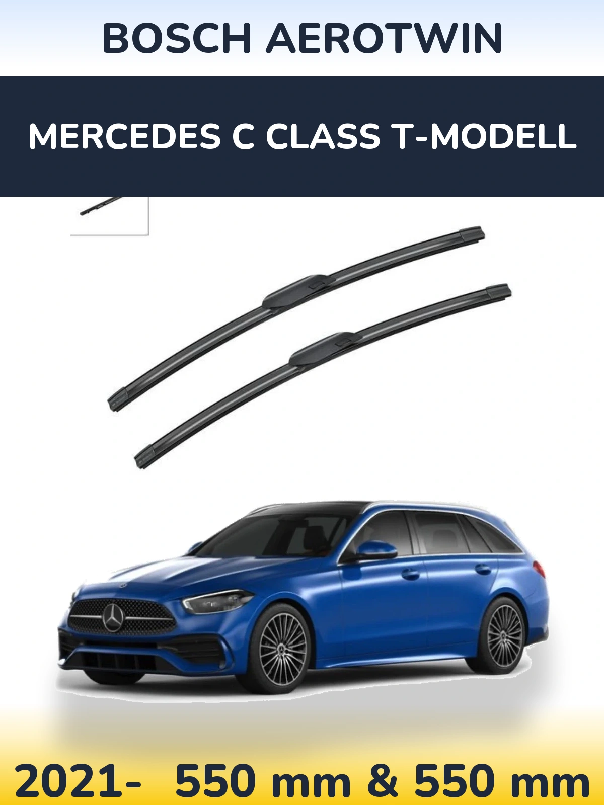 Sada předních stěračů BOSCH AeroTwin 550 a 550 mm pro Mercedes C Class T-Modell 2021-2026