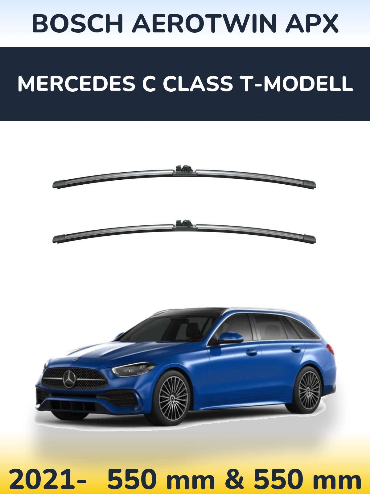 Sada předních stěračů BOSCH AeroTwin APX 550 a 550 mm pro Mercedes C Class T-Modell 2021-2026