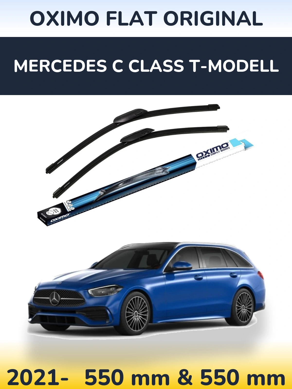 Sada předních stěračů Oximo Flat Original 550 a 550 mm pro Mercedes C Class T-Modell 2021-2026