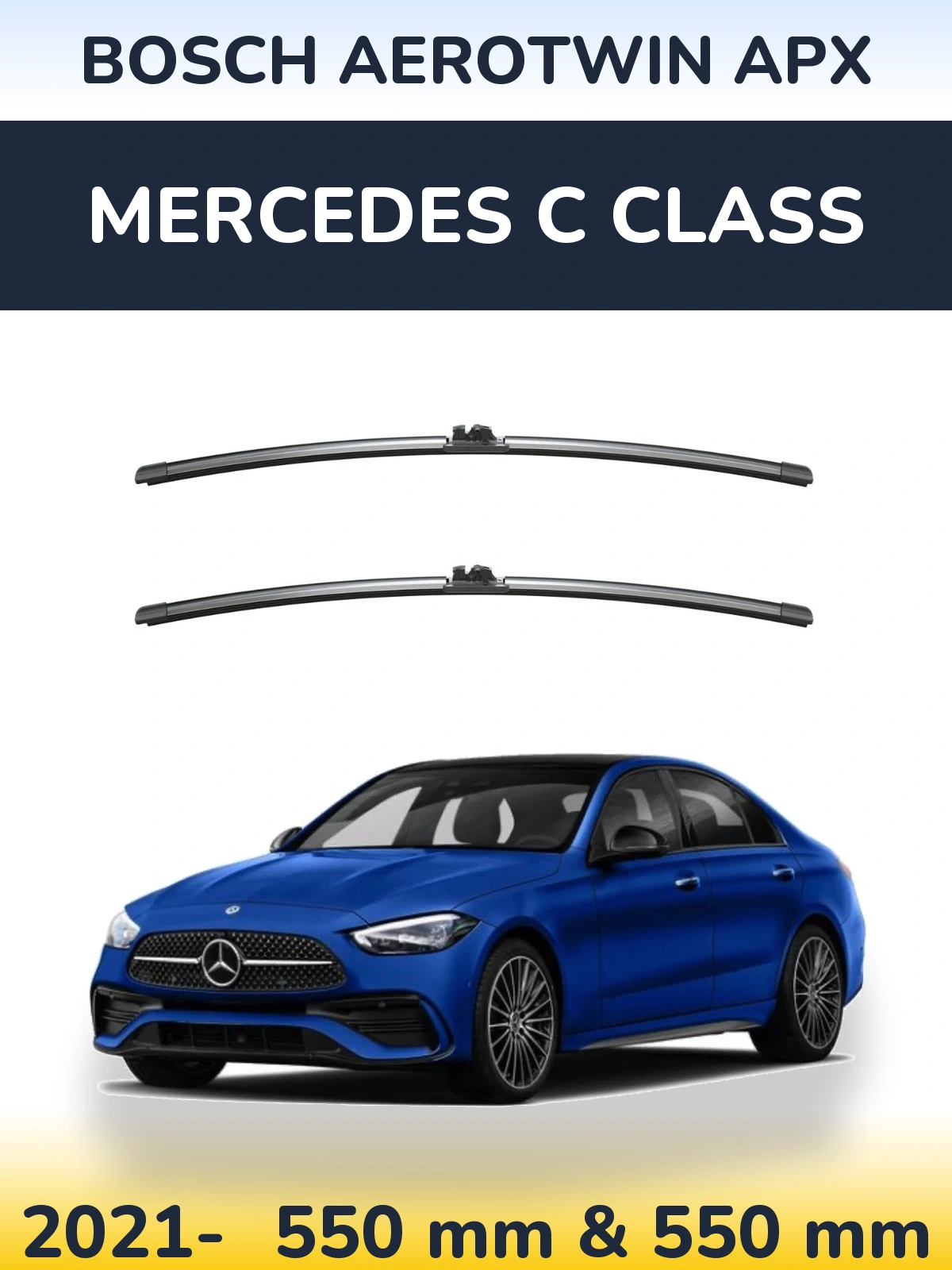 Sada předních stěračů BOSCH AeroTwin APX 550 a 550 mm pro Mercedes C Class 2021-2026
