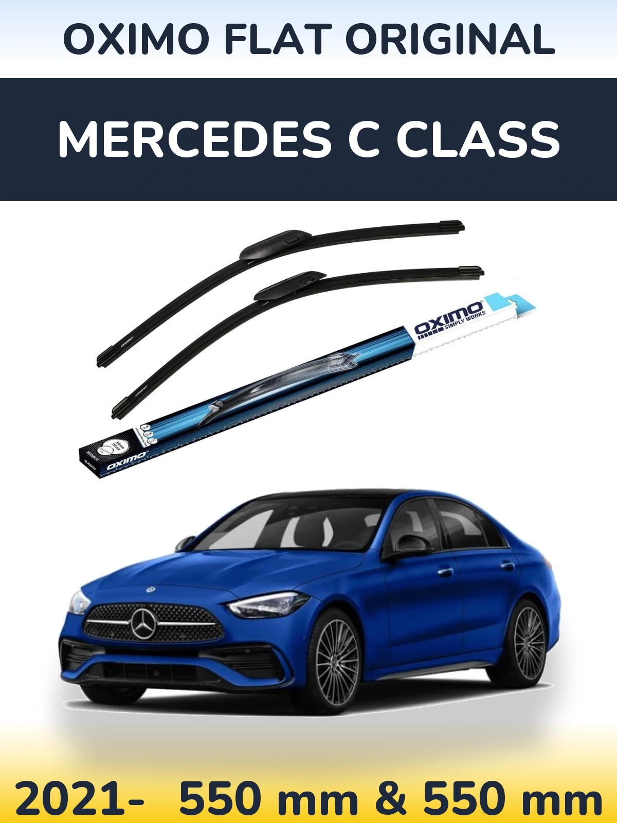 Sada předních stěračů Oximo Flat Original 550 a 550 mm pro Mercedes C Class 2021-2026