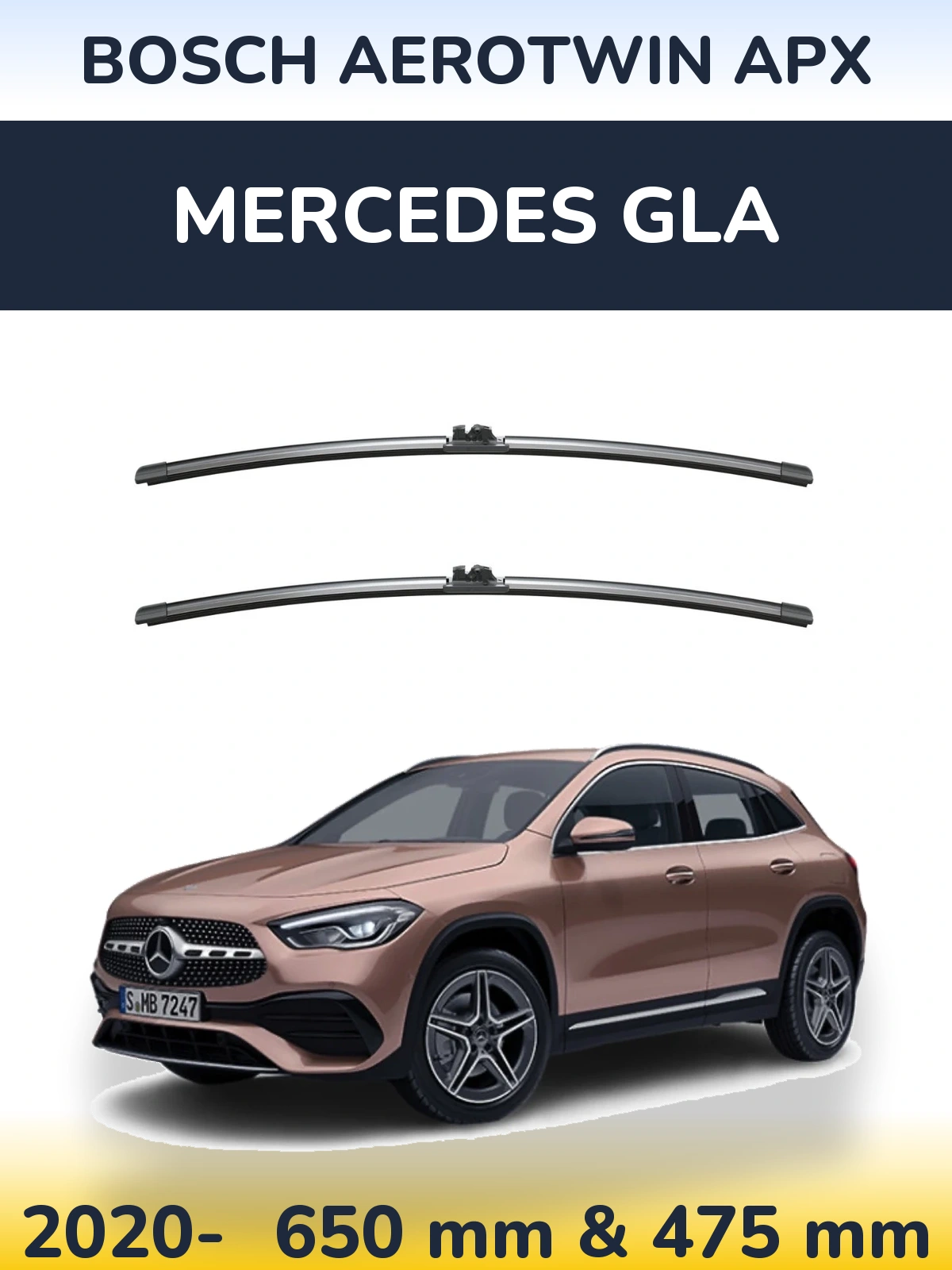 Комплект передніх щіток BOSCH AeroTwin APX 650 & 475 мм для Mercedes GLA 2020-2026