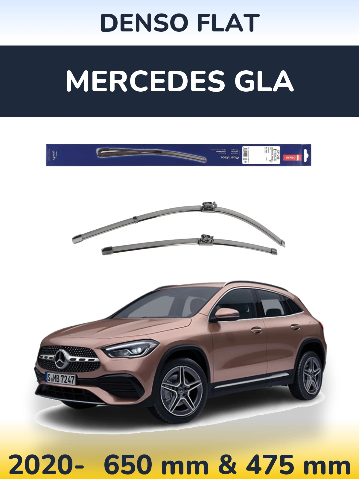 Sada předních stěračů Denso Flat 650 a 475 mm pro Mercedes GLA 2020-2026