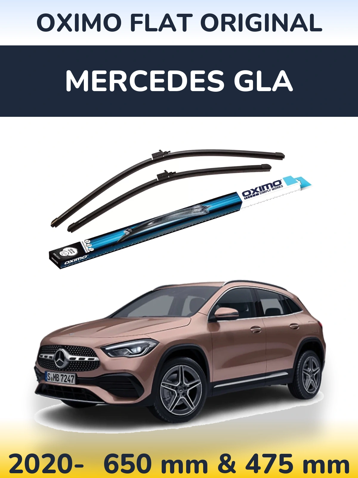 Комплект передніх щіток Oximo Flat Original 650 & 475 мм для Mercedes GLA 2020-2026