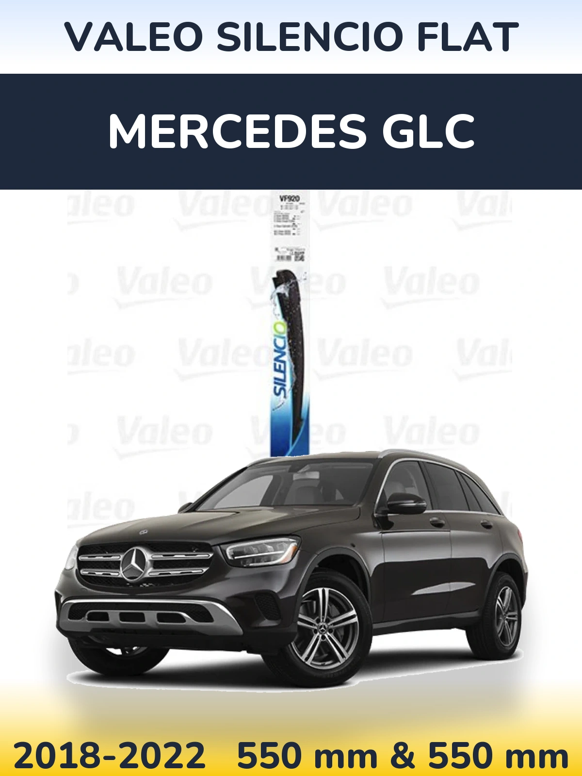 Sada předních stěračů Valeo Silencio Flat 550 a 550 mm pro Mercedes GLC 2018-2022