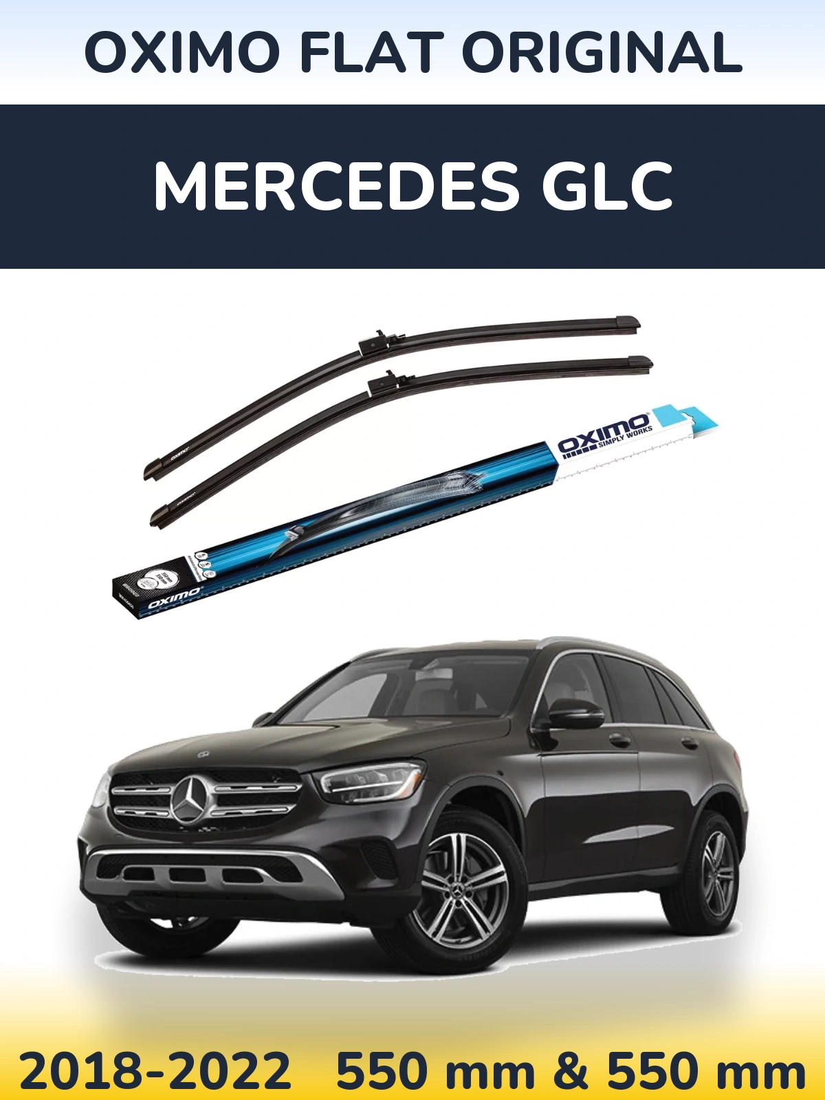 Sada předních stěračů Oximo Flat Original 550 a 550 mm pro Mercedes GLC 2018-2022
