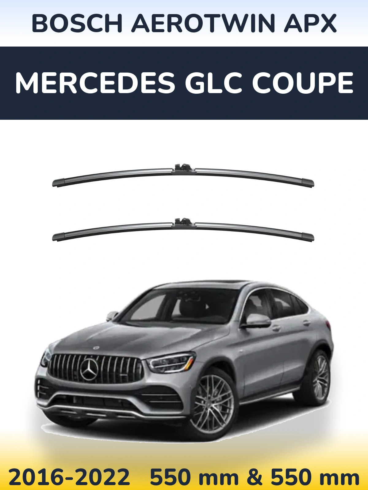 Sada předních stěračů BOSCH AeroTwin APX 550 a 550 mm pro Mercedes GLC Coupe 2016-2022