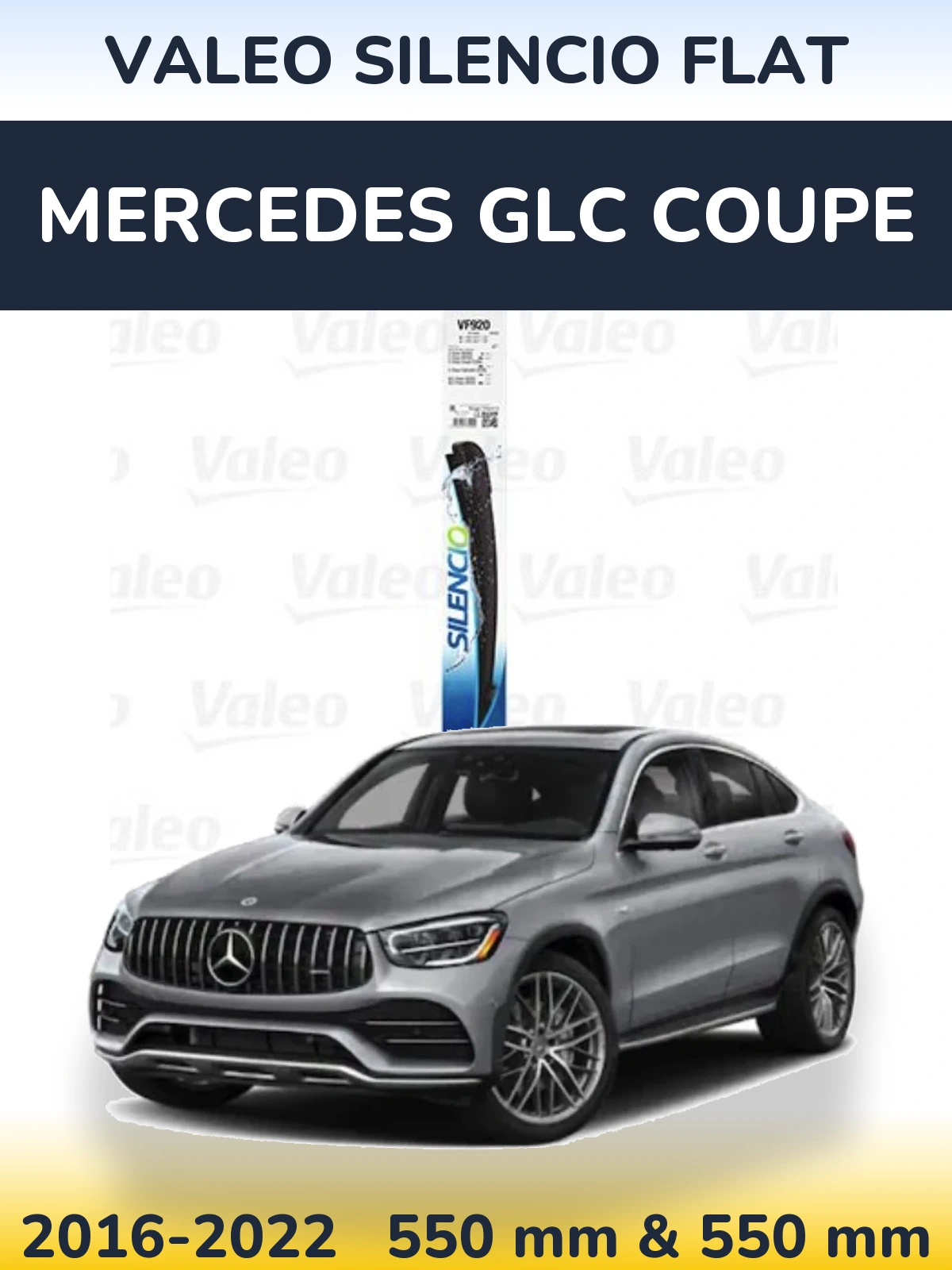 Sada předních stěračů Valeo Silencio Flat 550 a 550 mm pro Mercedes GLC Coupe 2016-2022