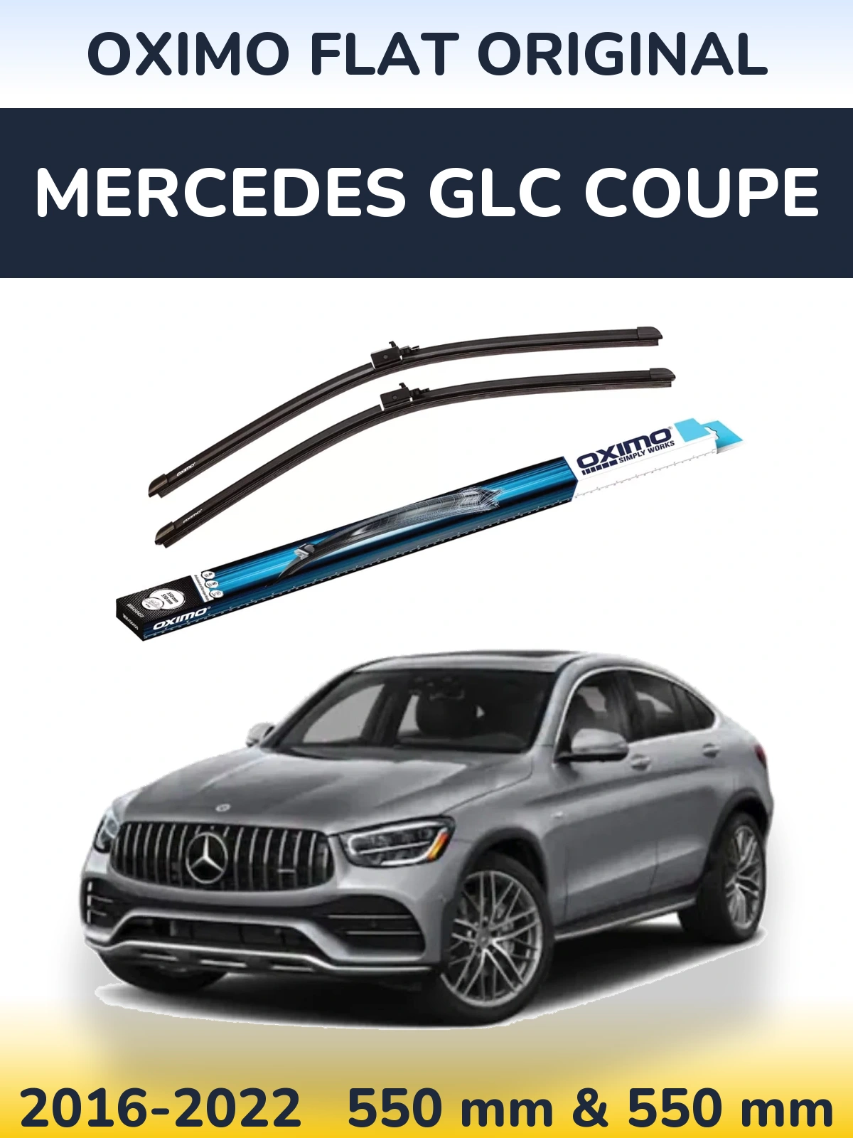 Sada předních stěračů Oximo Flat Original 550 a 550 mm pro Mercedes GLC Coupe 2016-2022