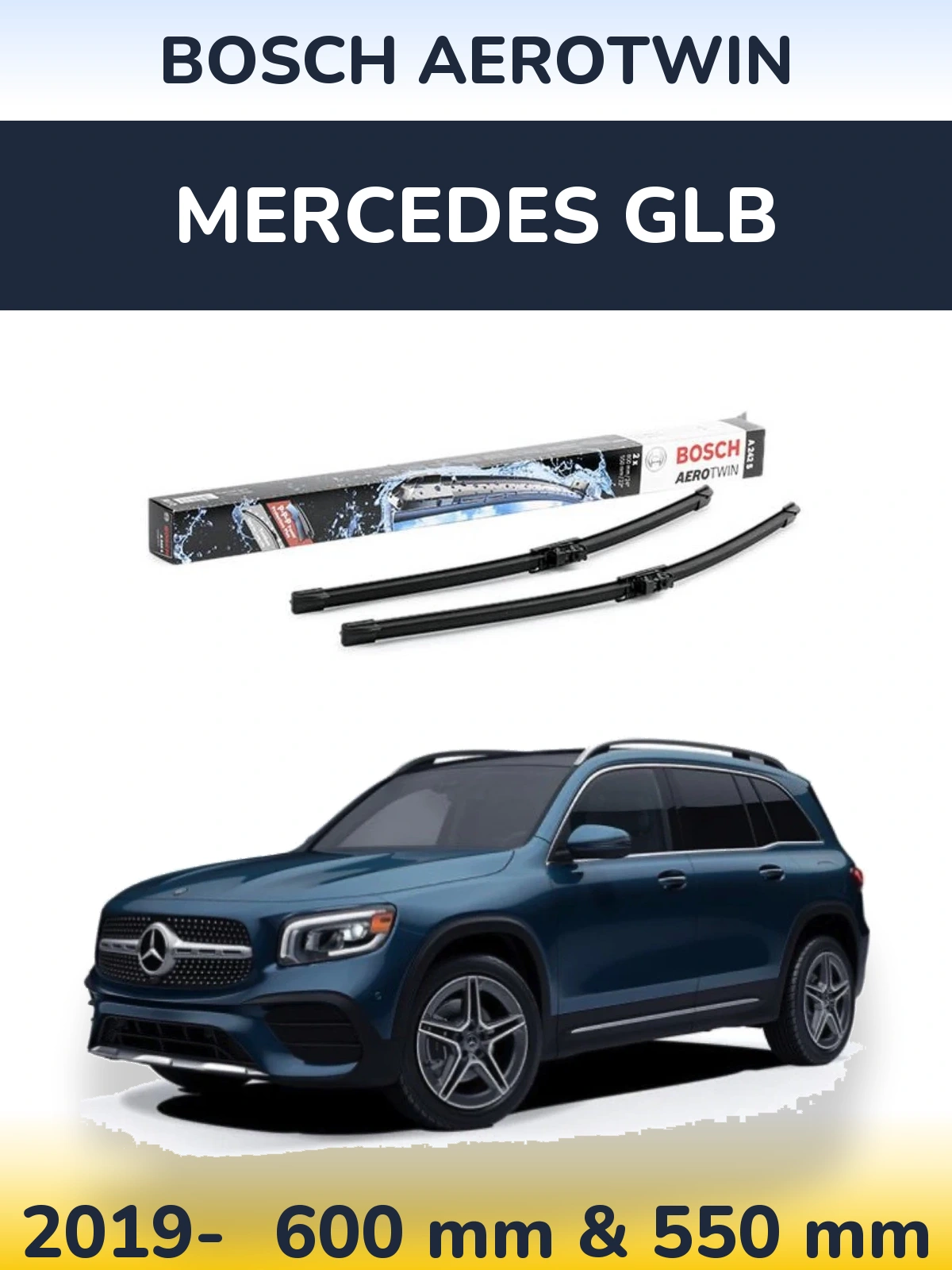 Sada předních stěračů BOSCH AeroTwin 600 a 550 mm pro Mercedes GLB 2019-2026