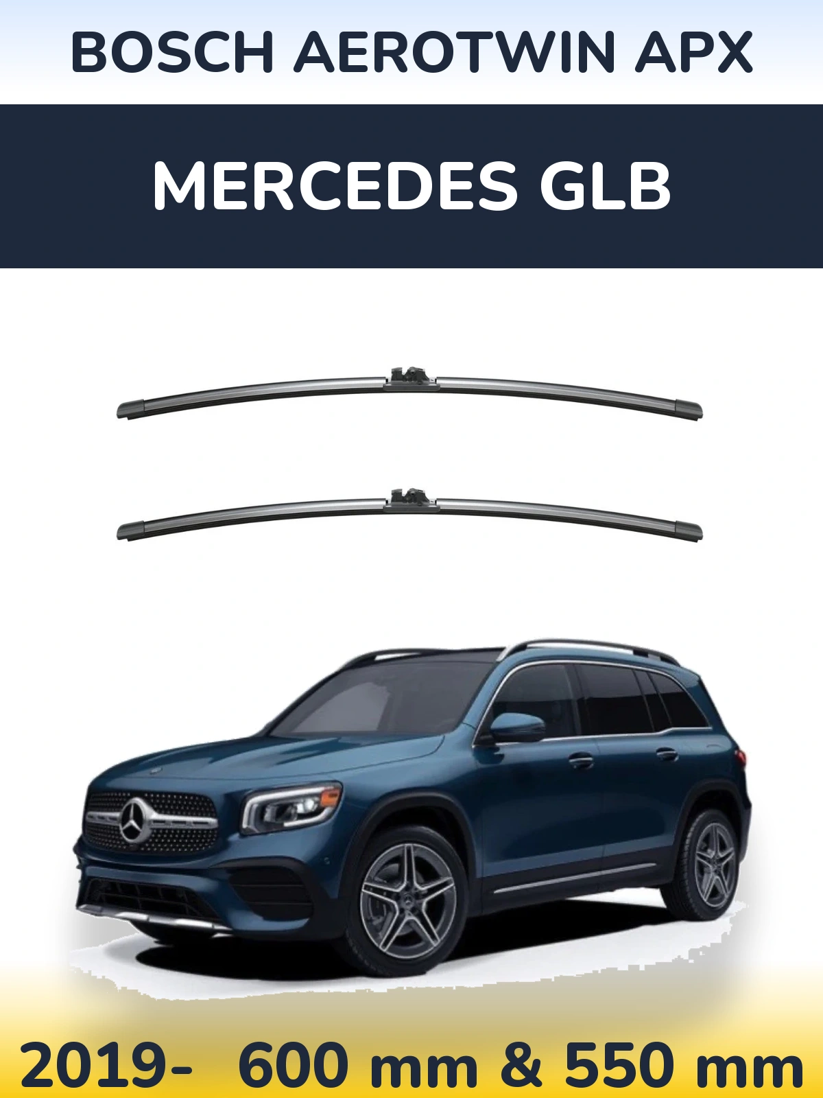 Sada předních stěračů BOSCH AeroTwin APX 600 a 550 mm pro Mercedes GLB 2019-2026