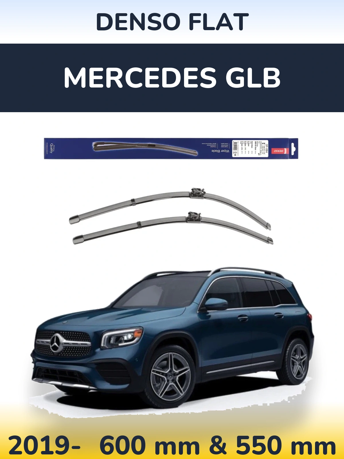 Sada předních stěračů Denso Flat 600 a 550 mm pro Mercedes GLB 2019-2026