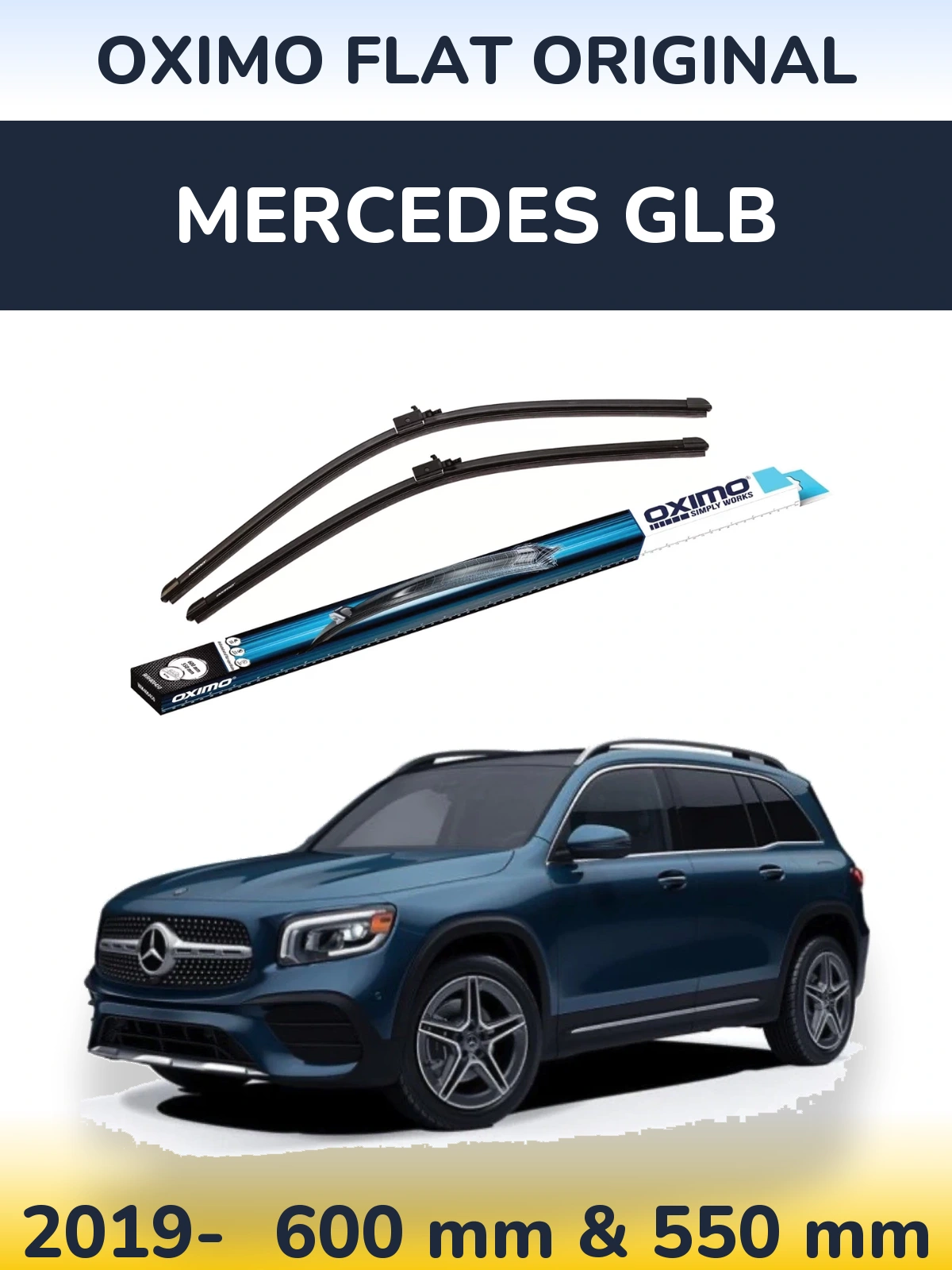 Sada předních stěračů Oximo Flat Original 600 a 550 mm pro Mercedes GLB 2019-2026