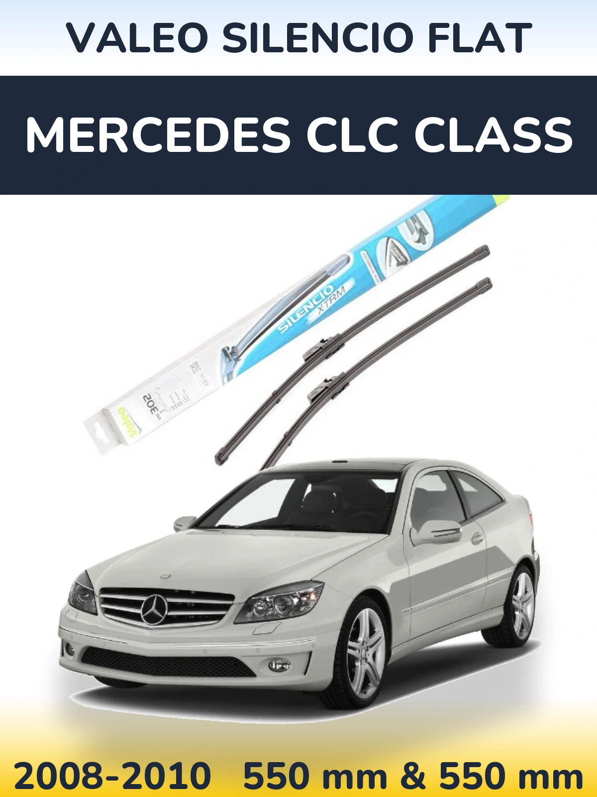 Sada předních stěračů Valeo Silencio Flat 550 a 550 mm pro Mercedes CLC Class 2008-2010