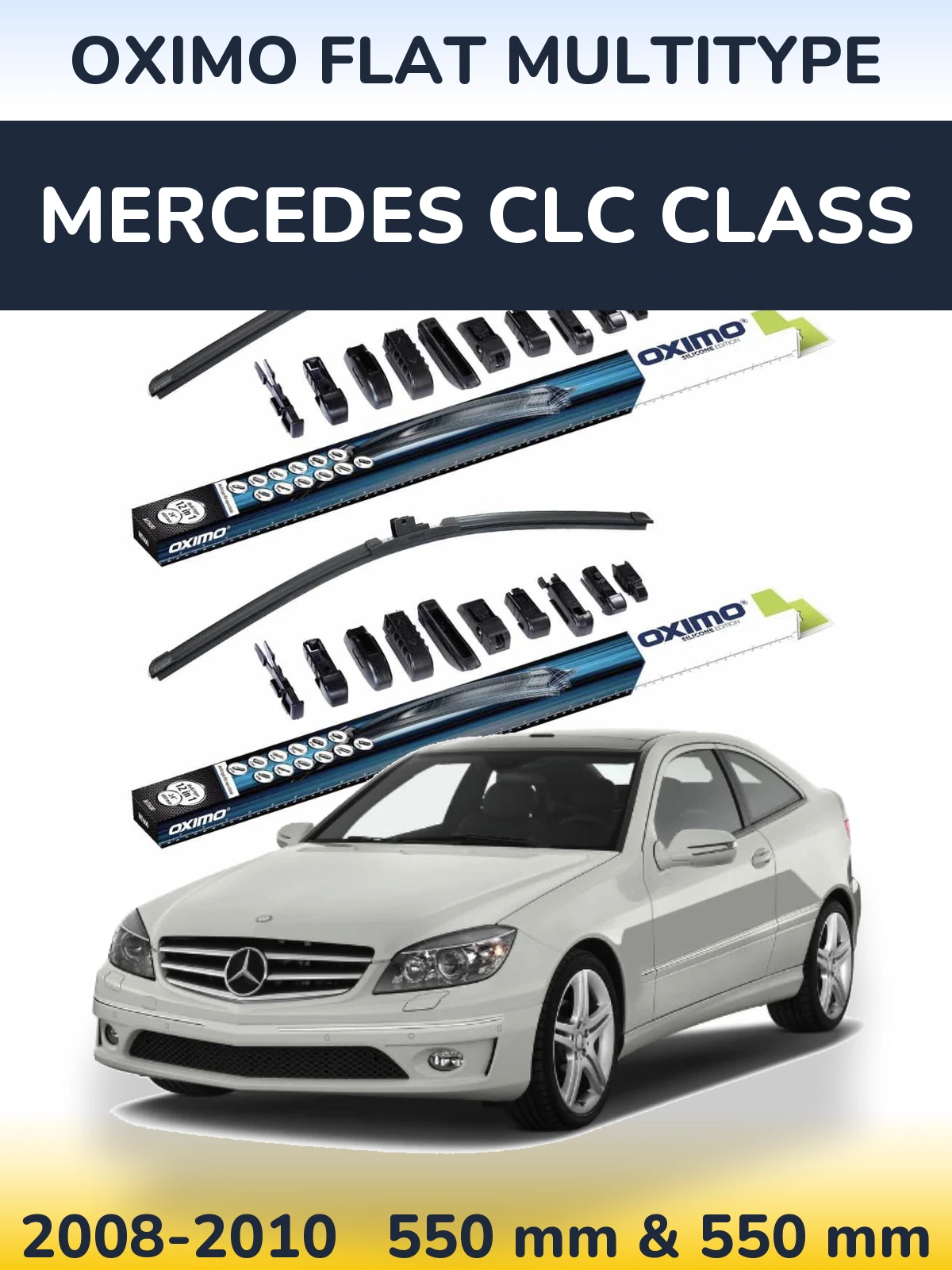 Sada předních stěračů Oximo Flat MultiType 550 a 550 mm pro Mercedes CLC Class 2008-2010