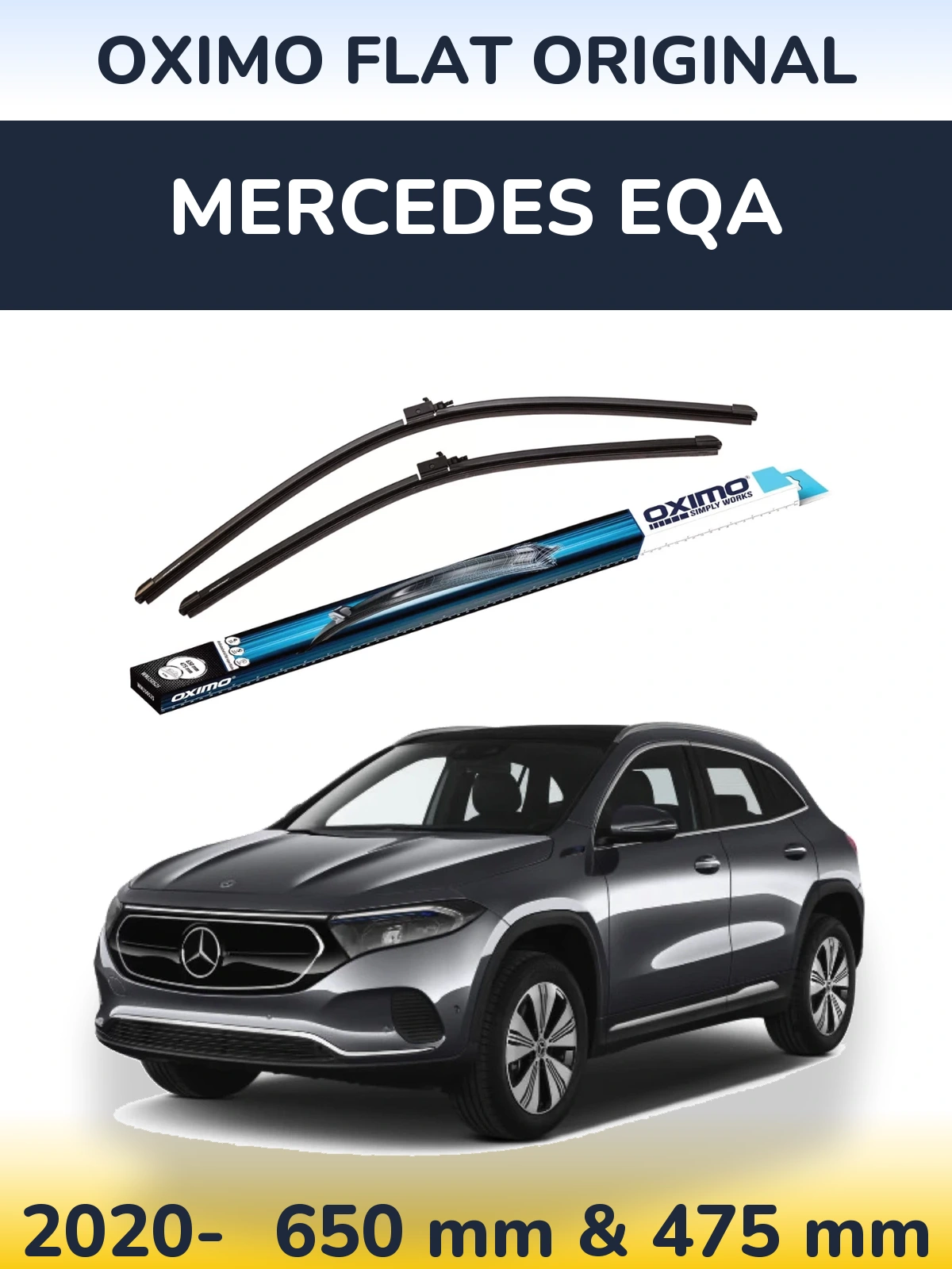 Sada předních stěračů Oximo Flat Original 650 a 475 mm pro Mercedes EQA 2020-2026
