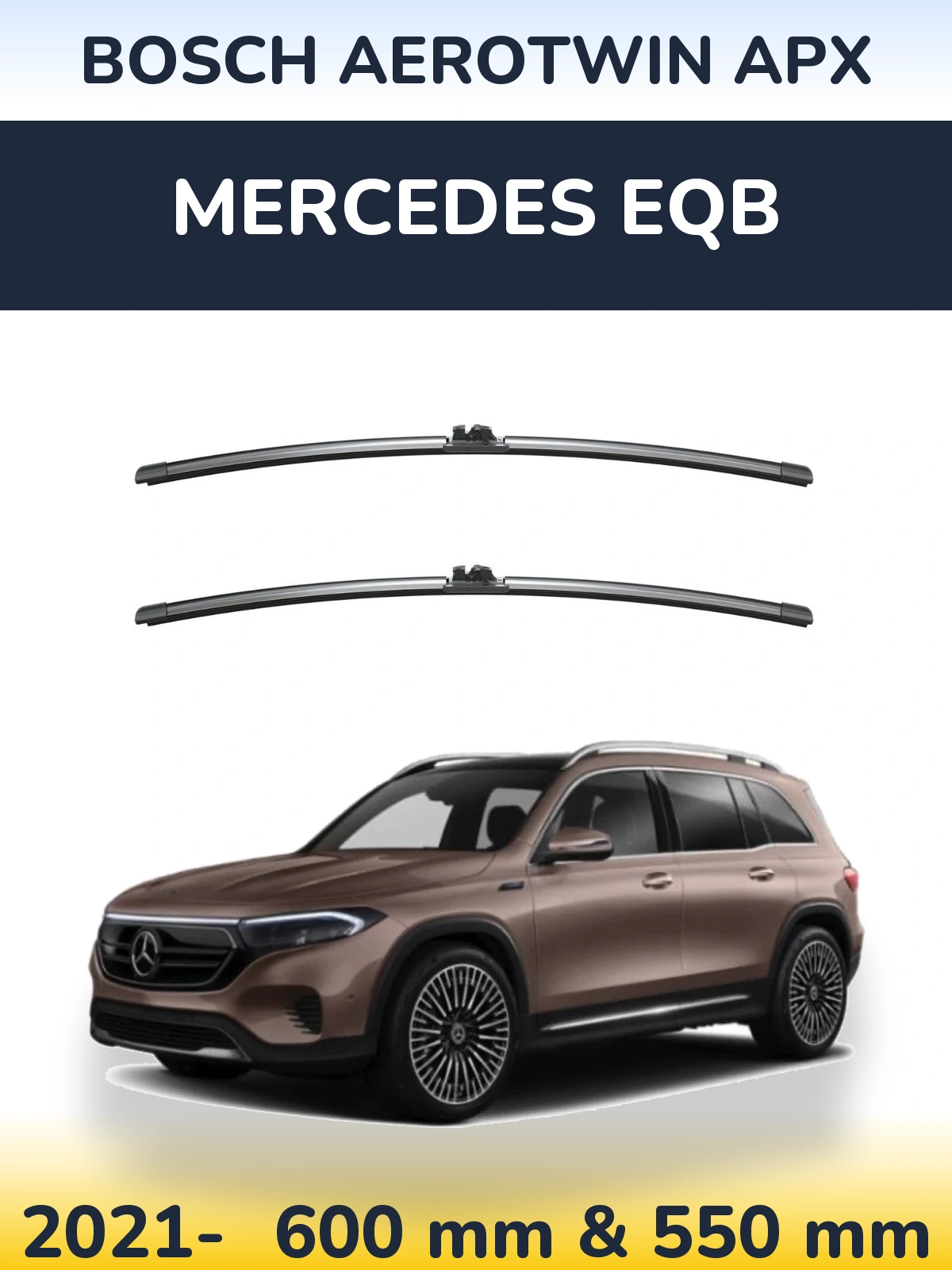 Sada předních stěračů BOSCH AeroTwin APX 600 a 550 mm pro Mercedes EQB 2021-2026
