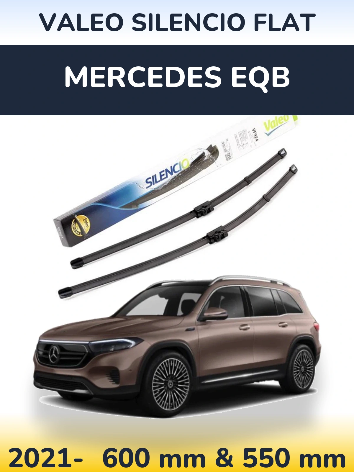 Комплект передніх щіток Valeo Silencio Flat 600 & 550 мм для Mercedes EQB 2021-2026