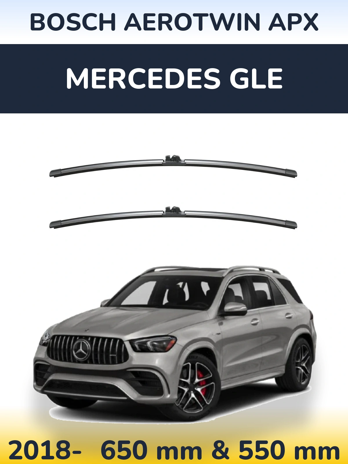 Sada předních stěračů BOSCH AeroTwin APX 650 a 550 mm pro Mercedes GLE 2018-2026