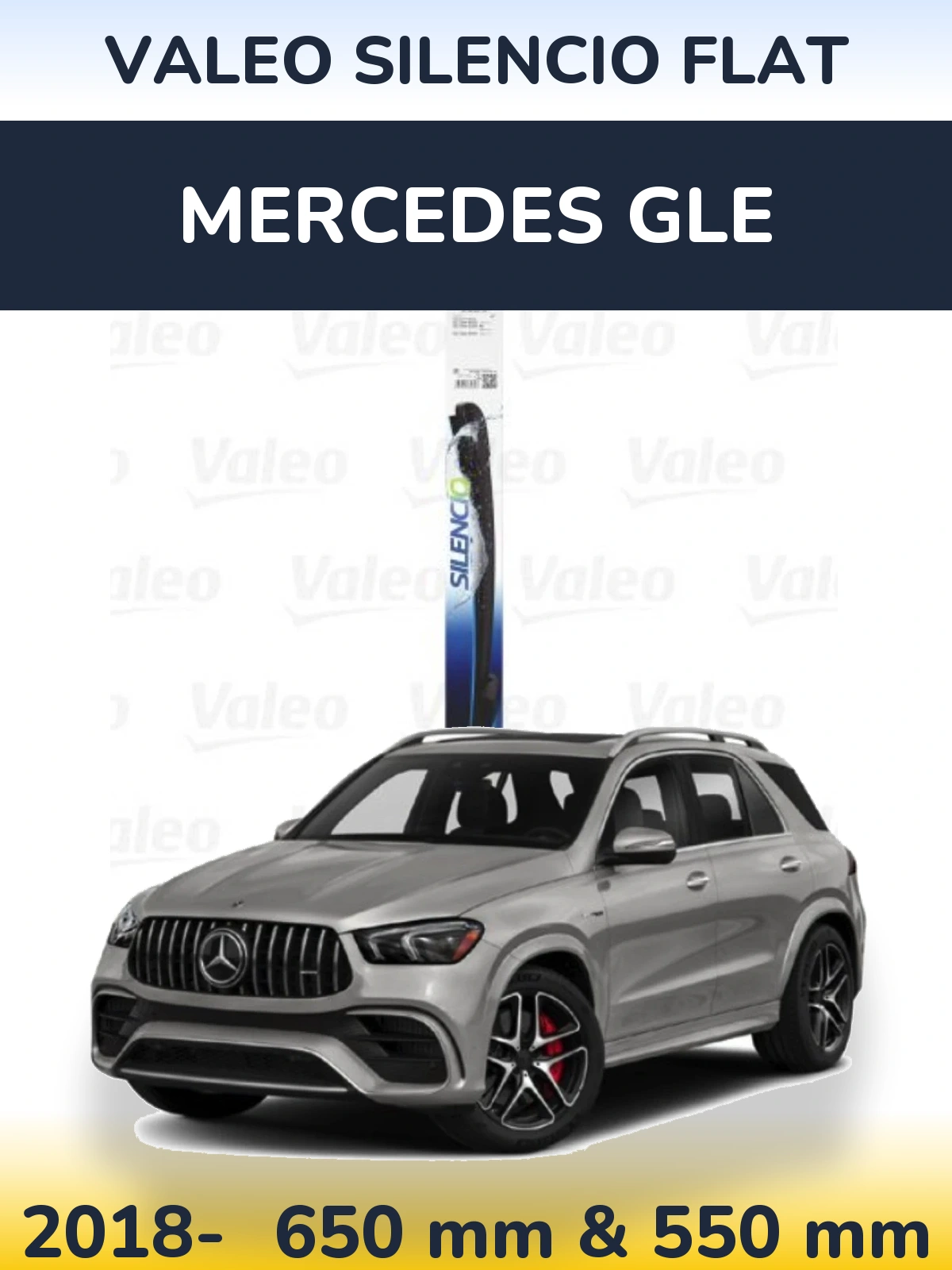 Sada předních stěračů Valeo Silencio Flat 650 a 550 mm pro Mercedes GLE 2018-2026
