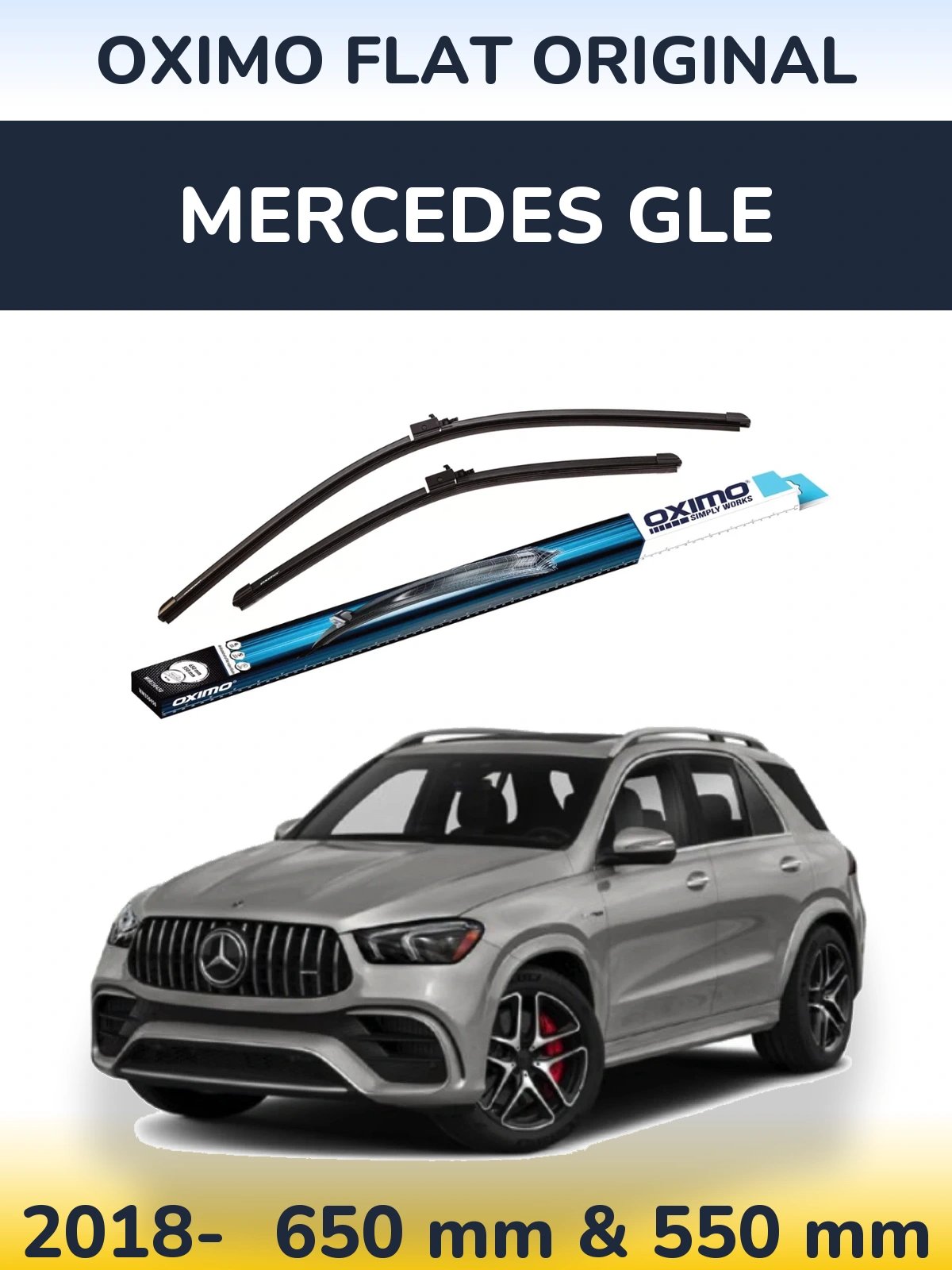 Sada předních stěračů Oximo Flat Original 650 a 550 mm pro Mercedes GLE 2018-2026