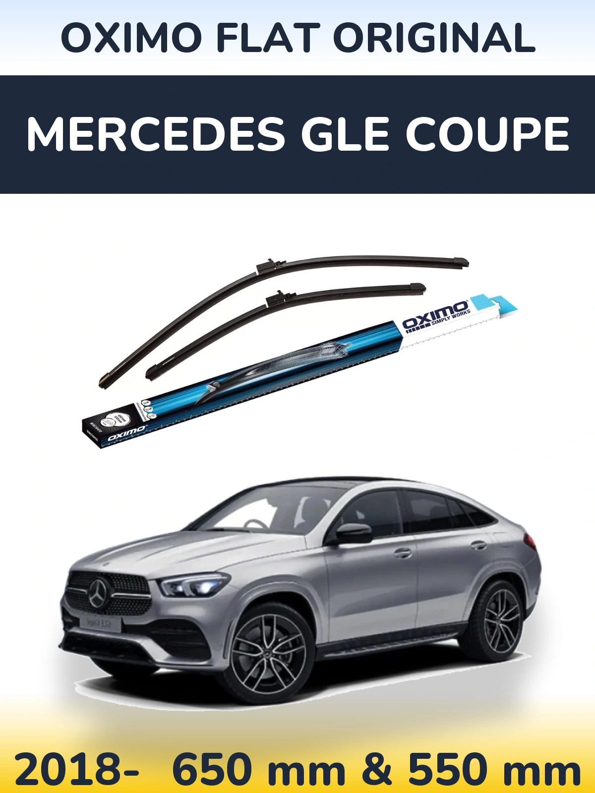 Sada předních stěračů Oximo Flat Original 650 a 550 mm pro Mercedes GLE Coupe 2018-2026